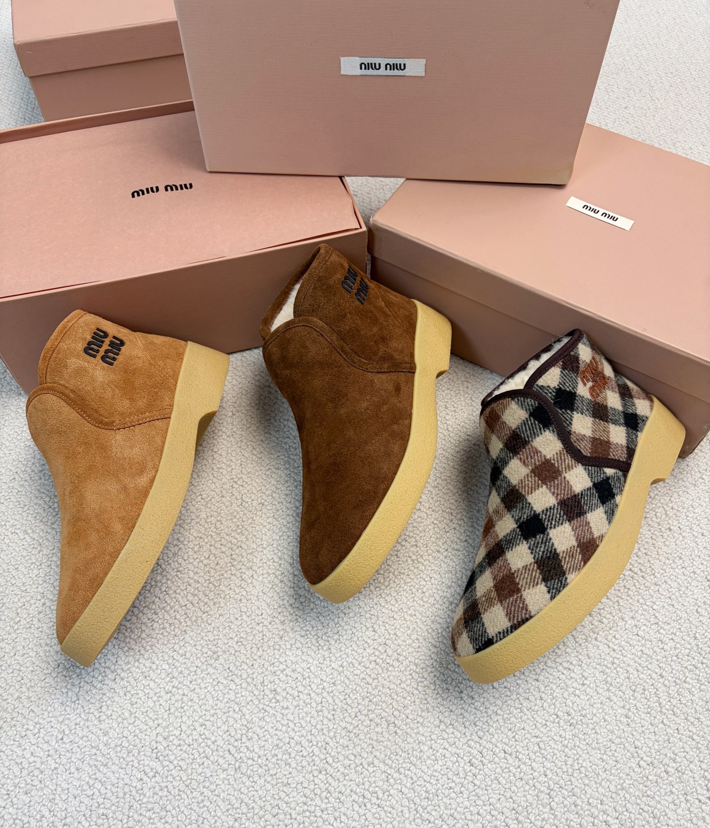 Miu Miu Autumn/Winter Runway Style Wool Short Boots