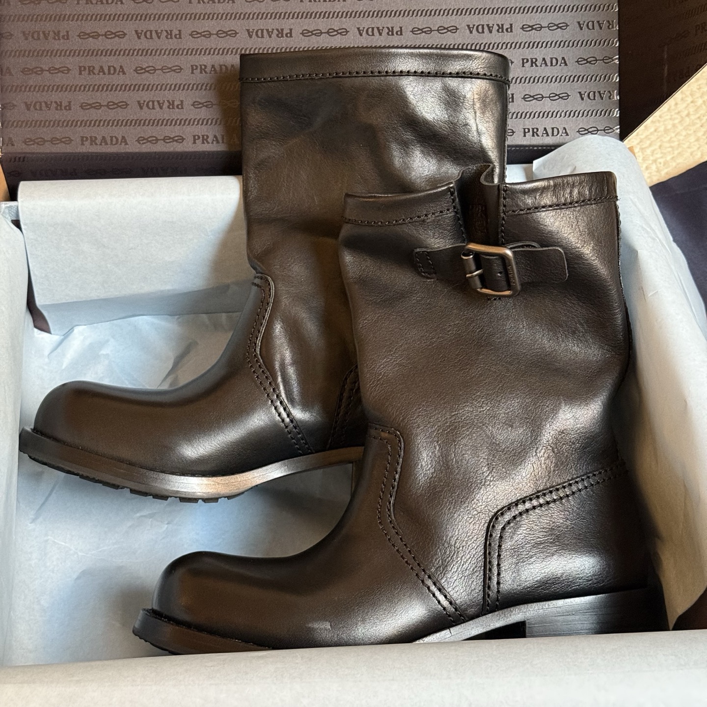 Prada 2025 Spring/Summer Autumn-Winter New Arrival Biker Boots