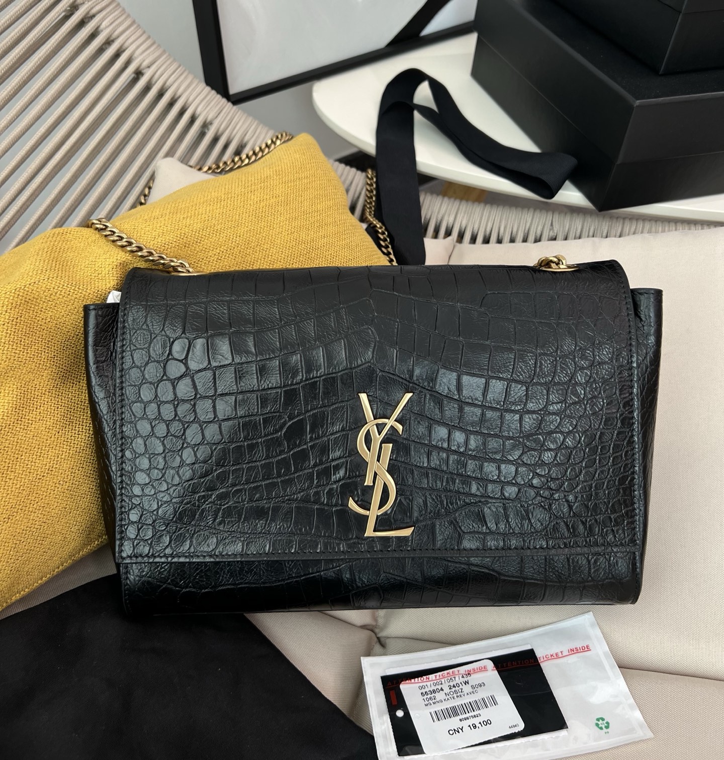 Kata Black Crocodile Pattern Double-Sided Bag