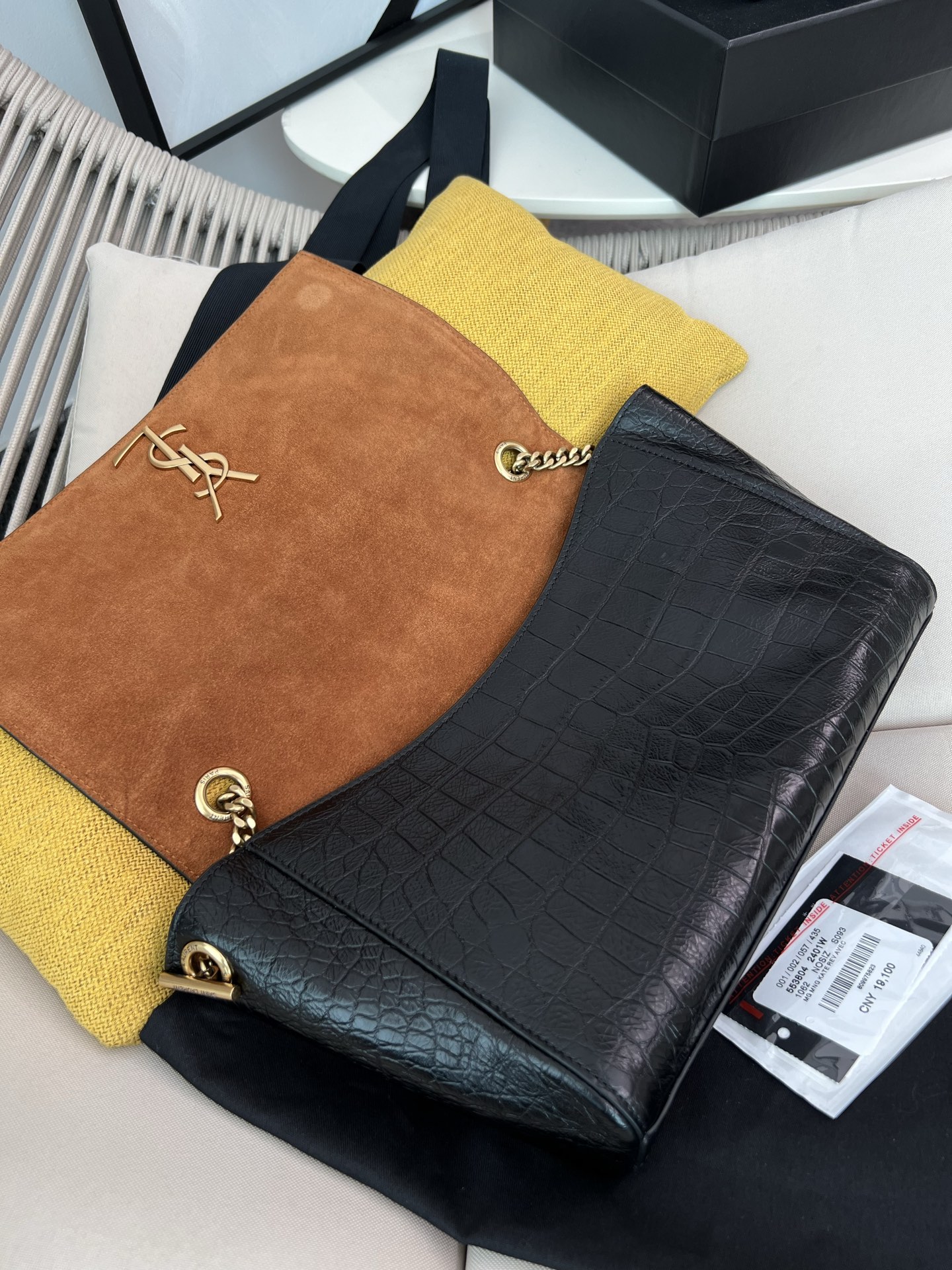 Kata Black Crocodile Pattern Double-Sided Bag