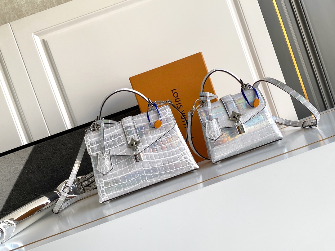 Louis Vuitton Silver-Gold Aurora Crocodile Skin Bag