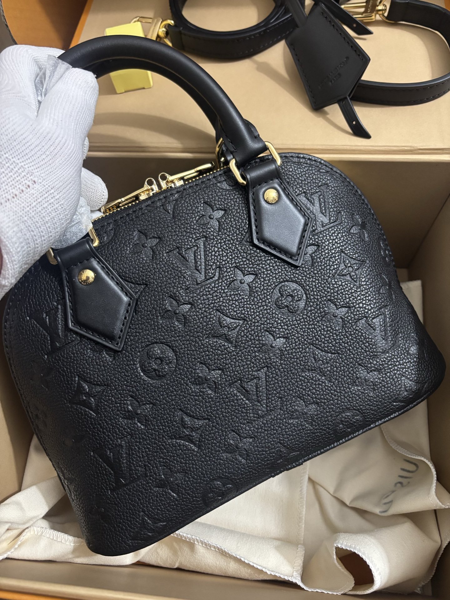 Louis Vuitton All Leather Alma BB Handbag