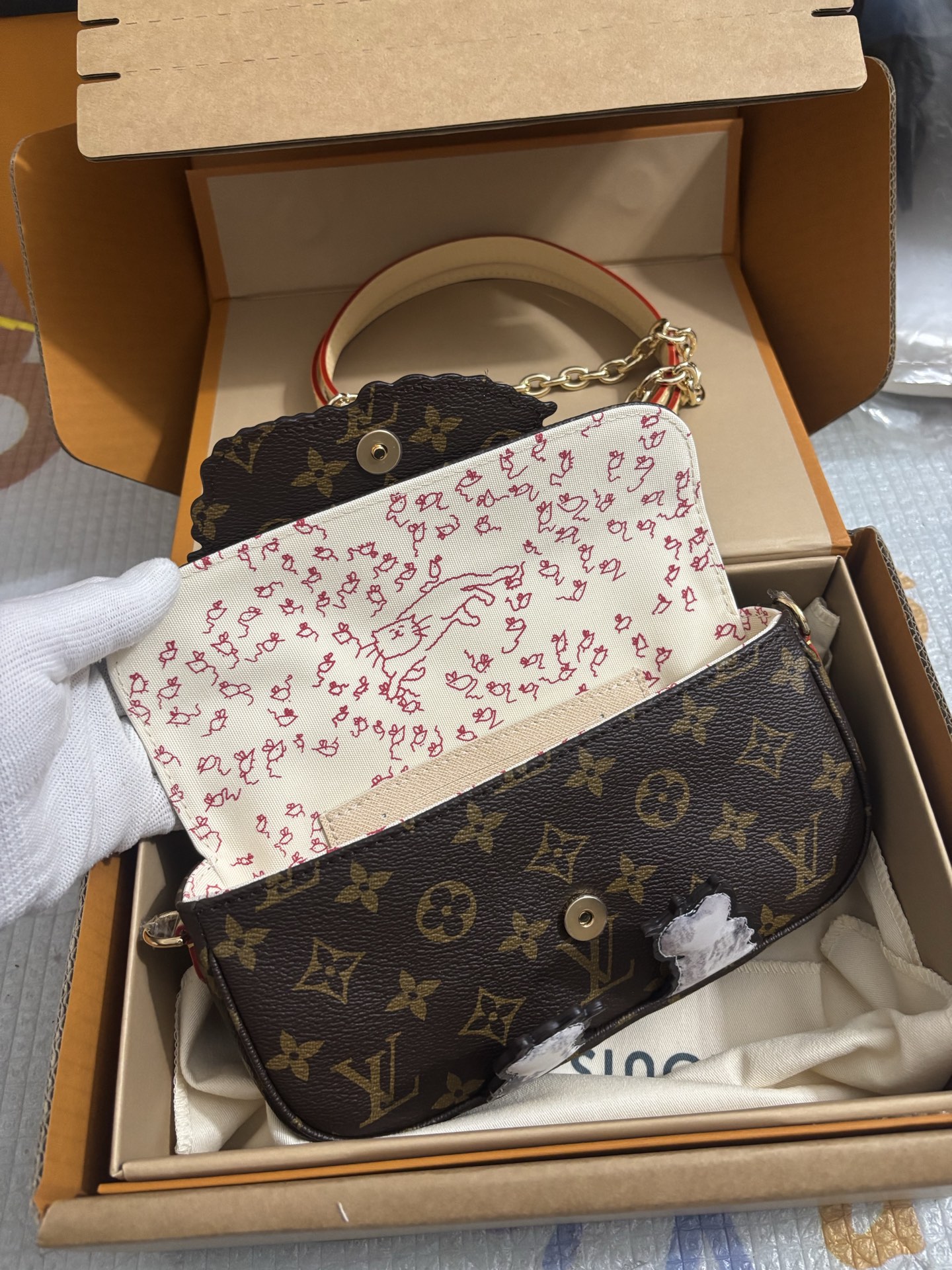 Louis Vuitton Wallet On Chain Ivy cat handbag