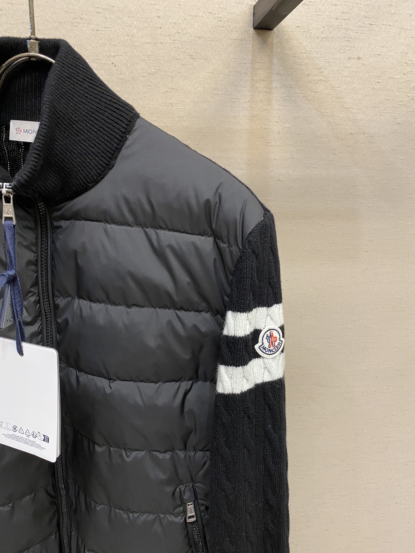 Moncler  Striped Panel Padded Wool-Knitted Down Coat (Couple Set)