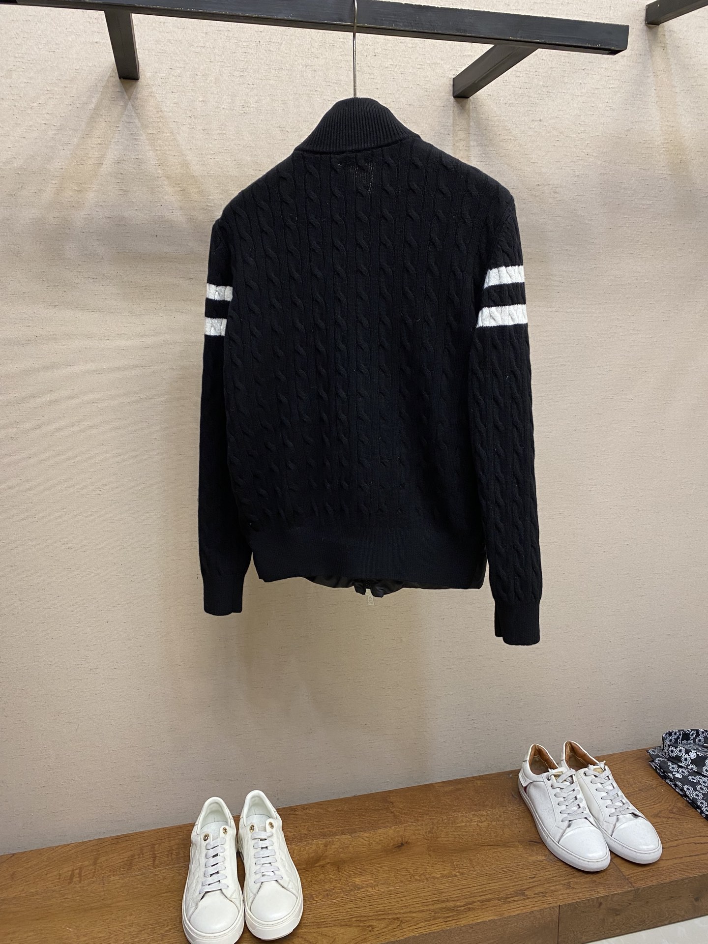 Moncler  Striped Panel Padded Wool-Knitted Down Coat (Couple Set)