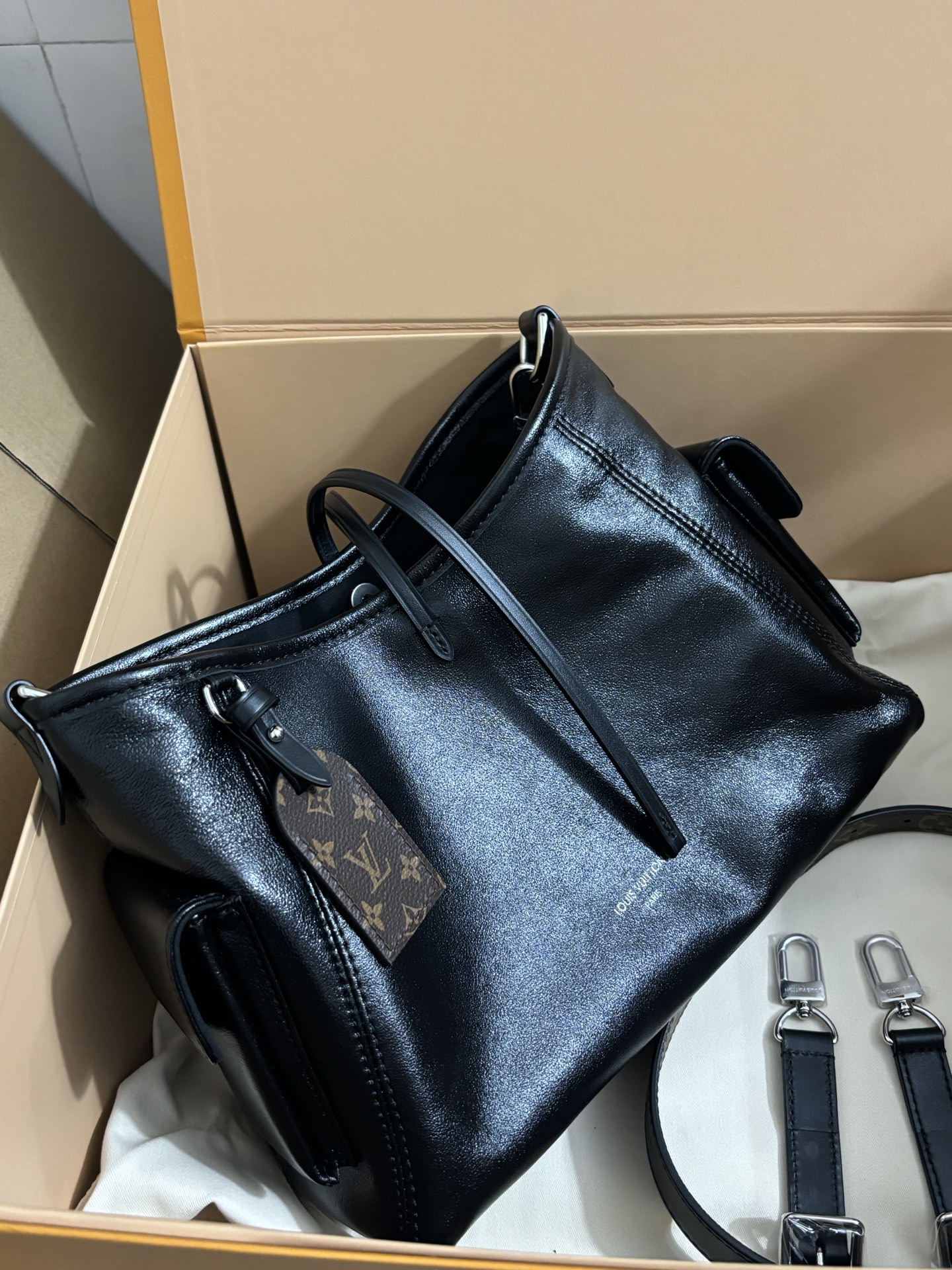 Louis Vuitton CarryAll Cargo Lambskin Small Handbag