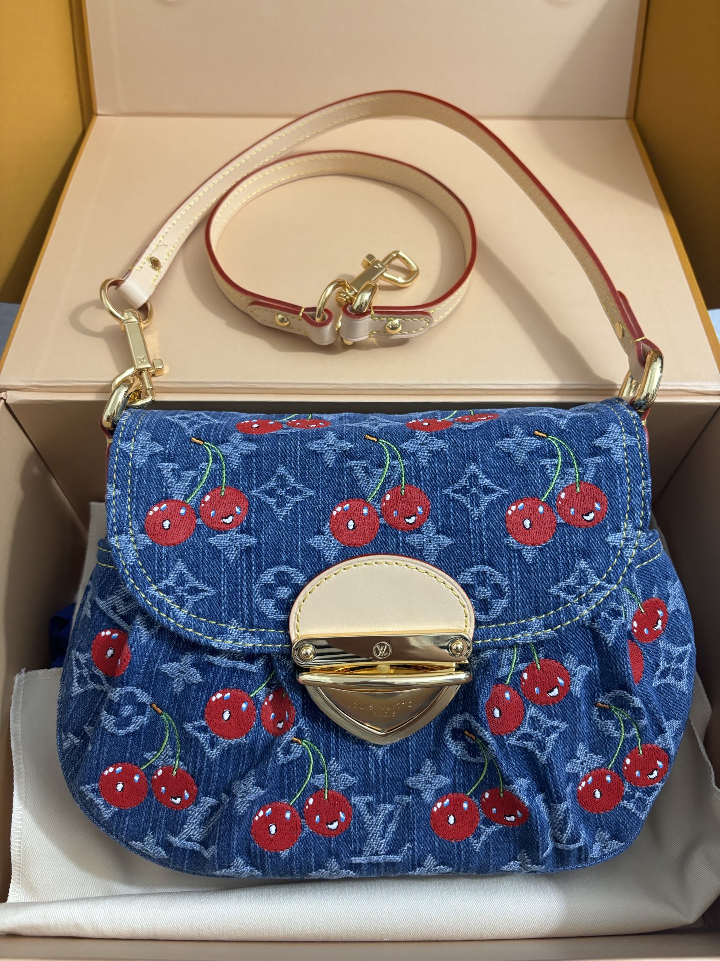 Louis Vuitton Monogram Cc Denim Cherry Bag