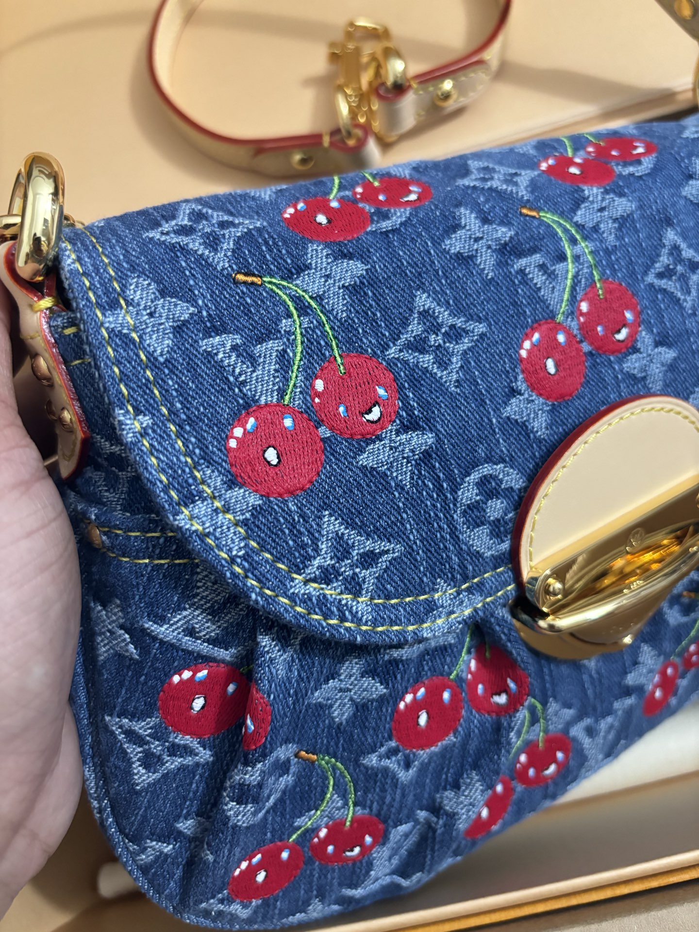 Louis Vuitton Monogram Cc Denim Cherry Bag