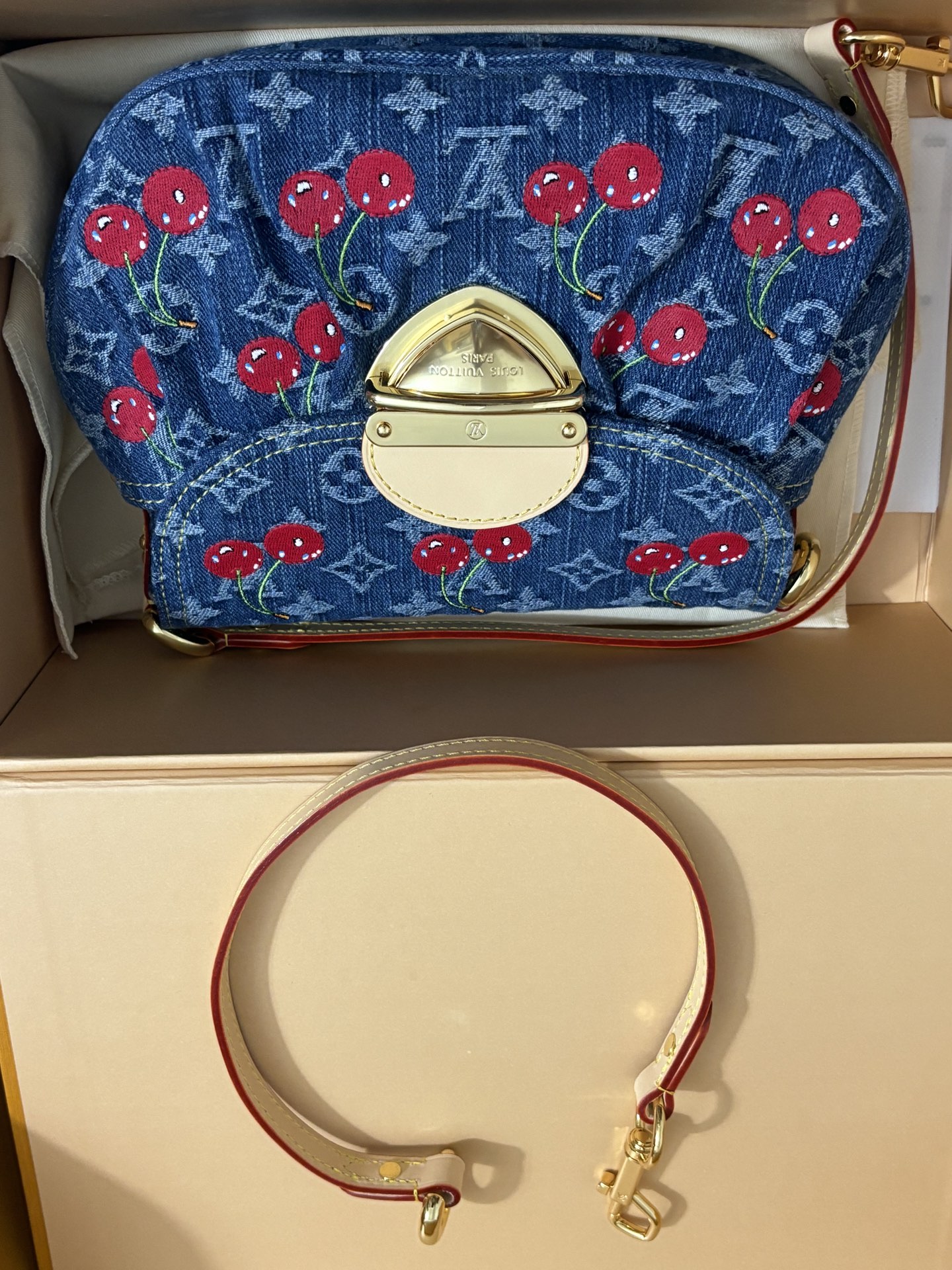 Louis Vuitton Monogram Cc Denim Cherry Bag