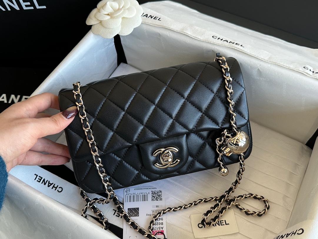 Chanel 25K gold ball large MINI Black