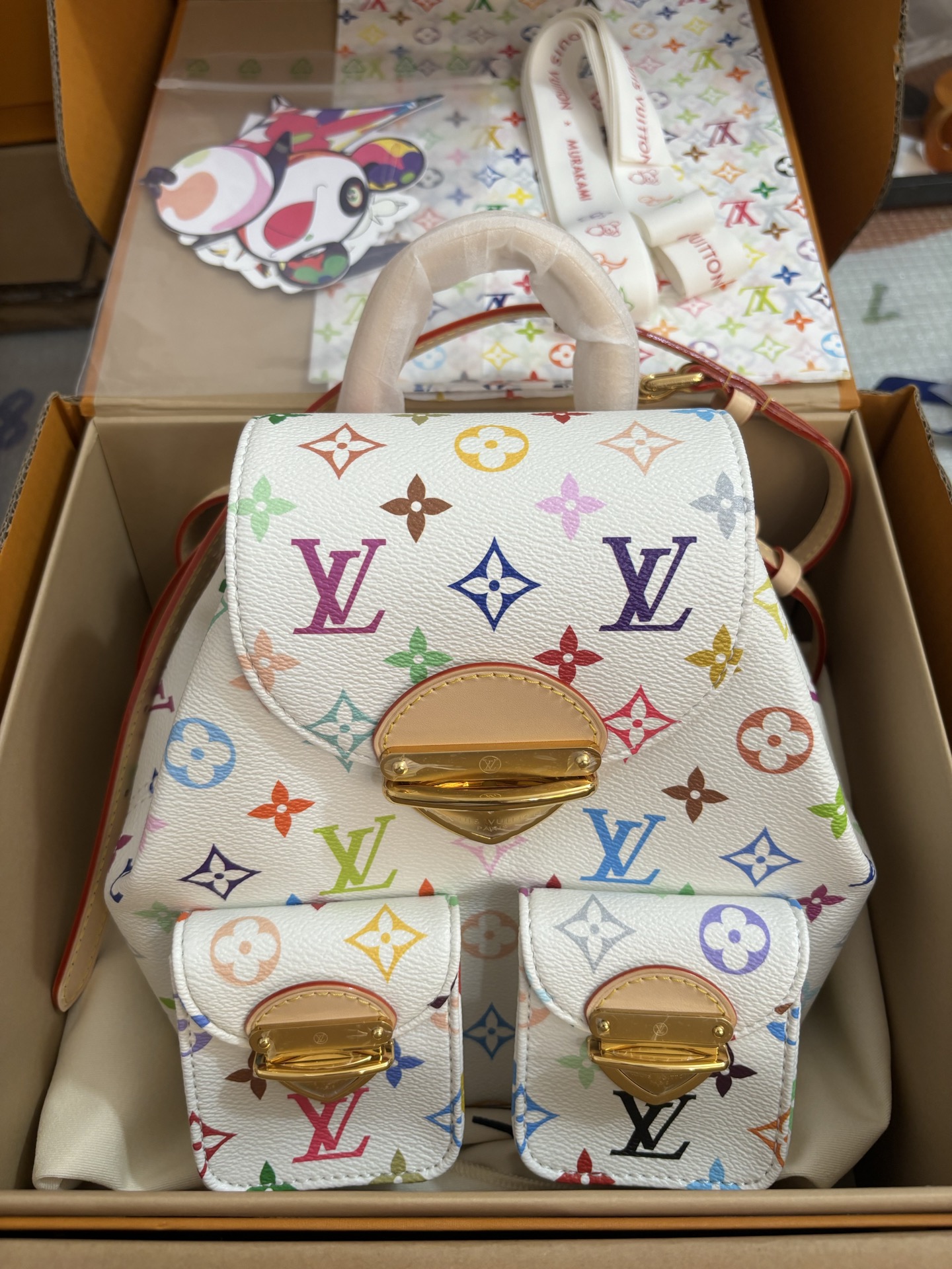 Louis Vuitton White and Colorful Venice Backpack