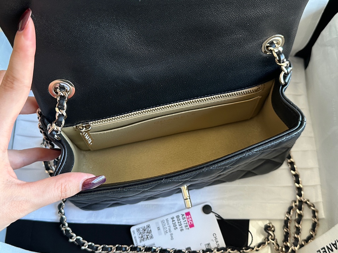 Chanel 25K gold ball large MINI Black