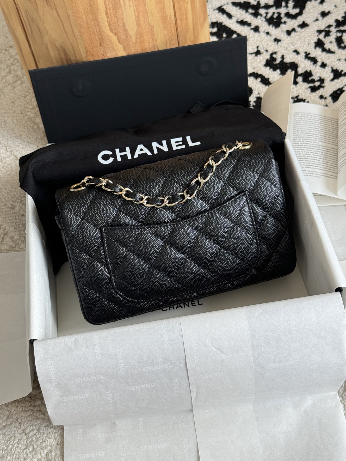 CHANEL CF20 Lychee grain black gold black silver