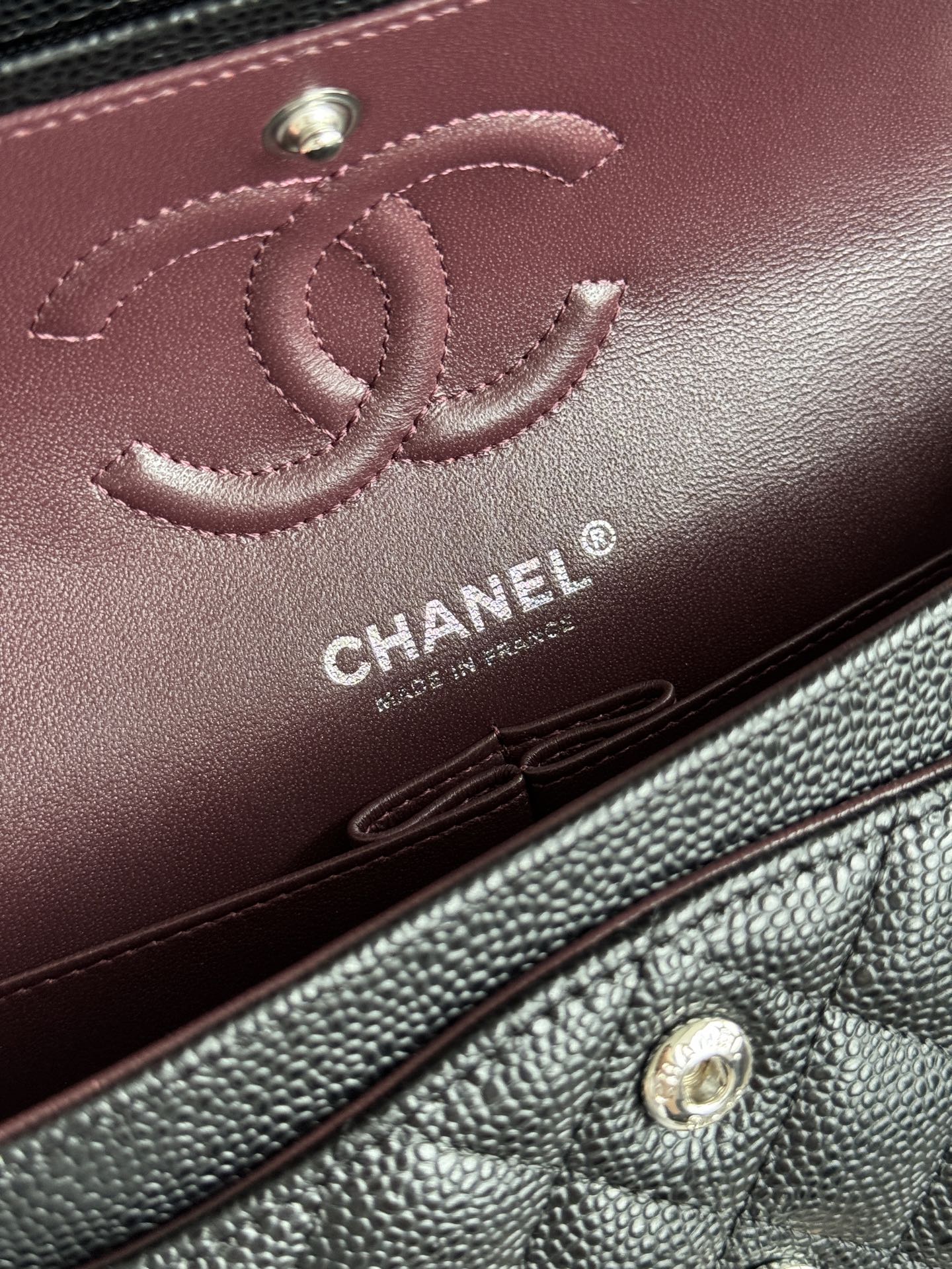 CHANEL CF series Lychee grain black gold black silver