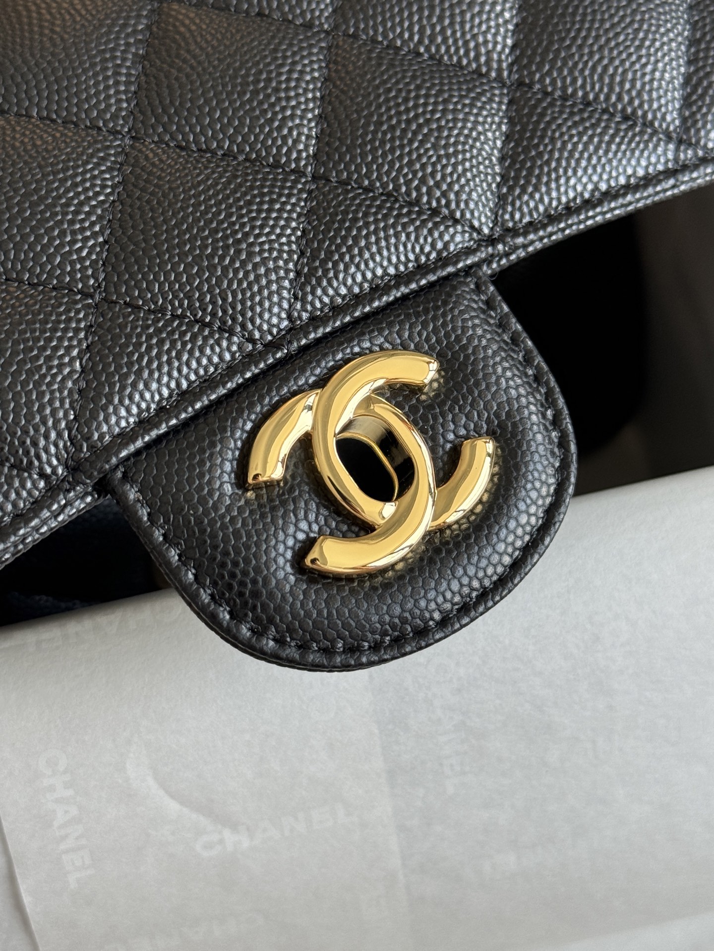 CHANEL CF20 Lychee grain black gold black silver