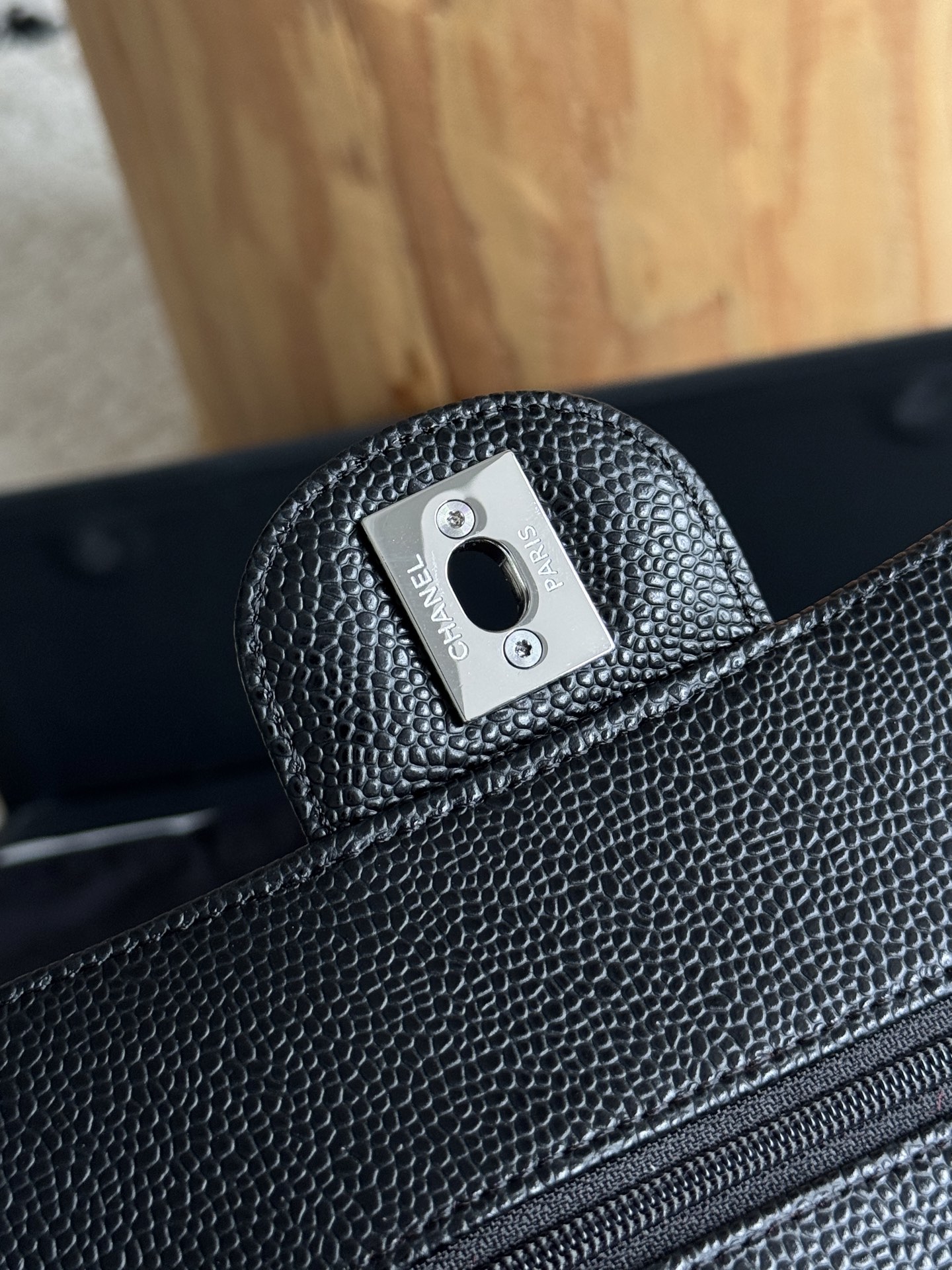 CHANEL CF series Lychee grain black gold black silver