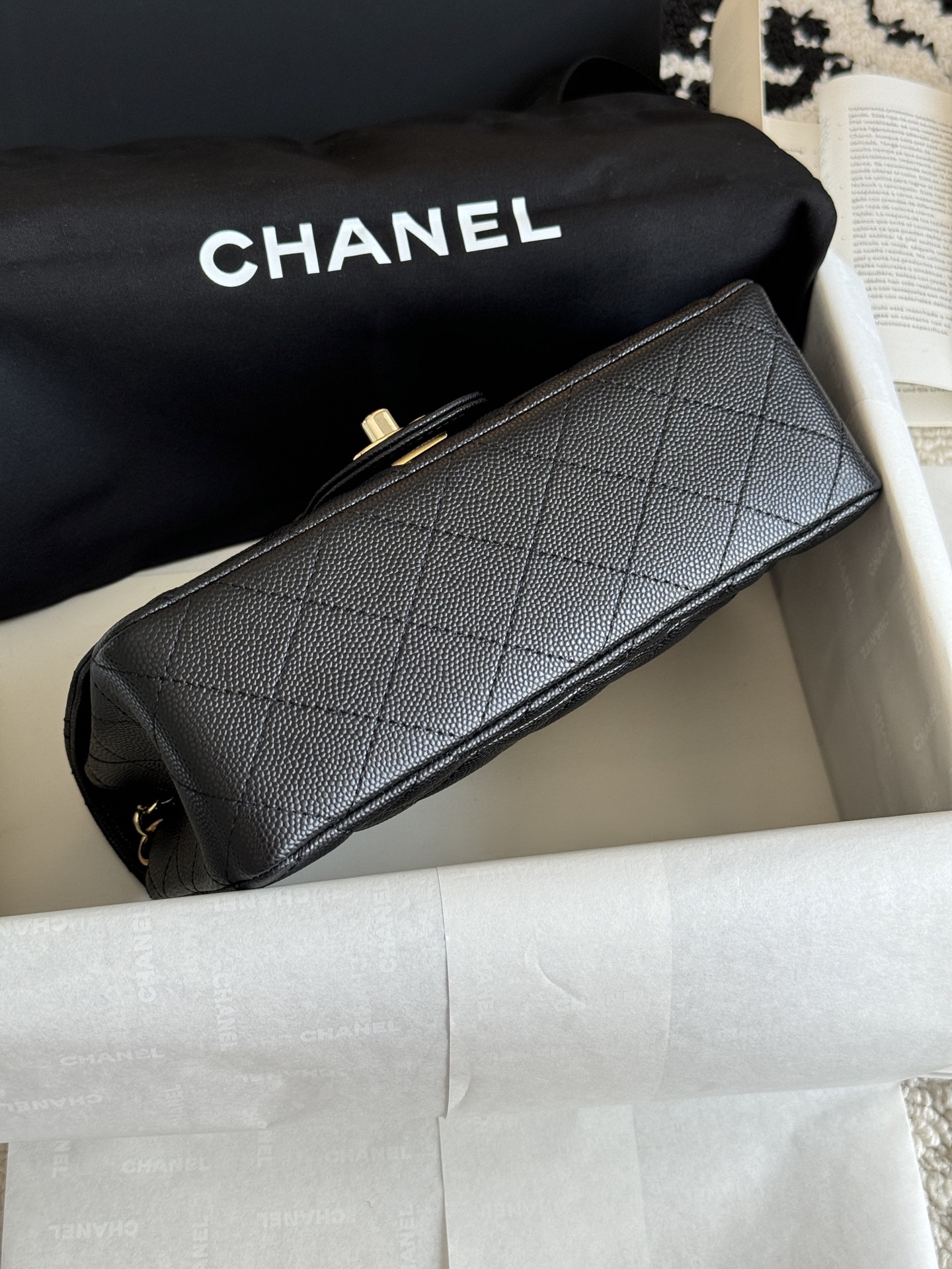 CHANEL CF20 Lychee grain black gold black silver
