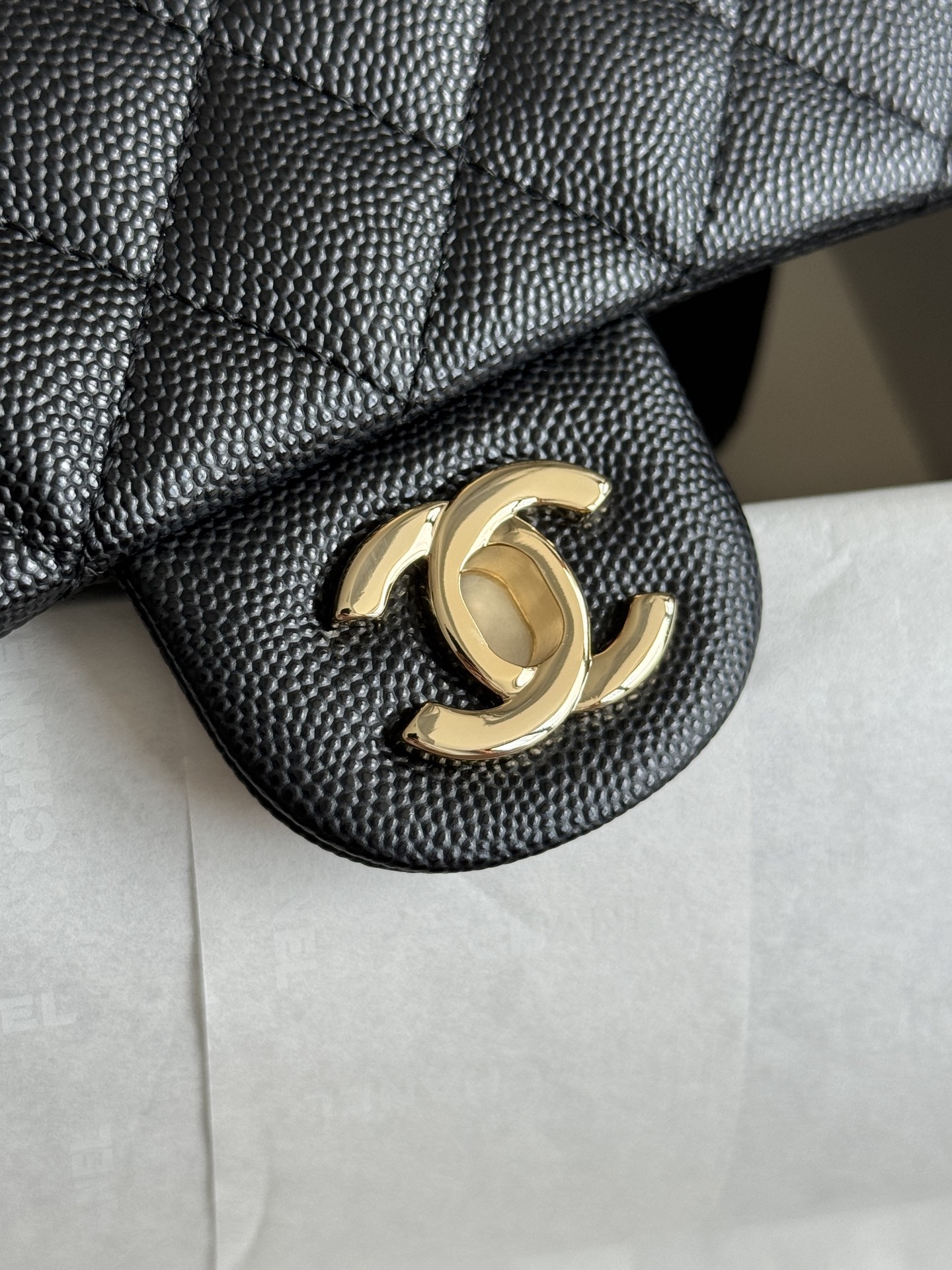 CHANEL CF20 Lychee grain black gold black silver