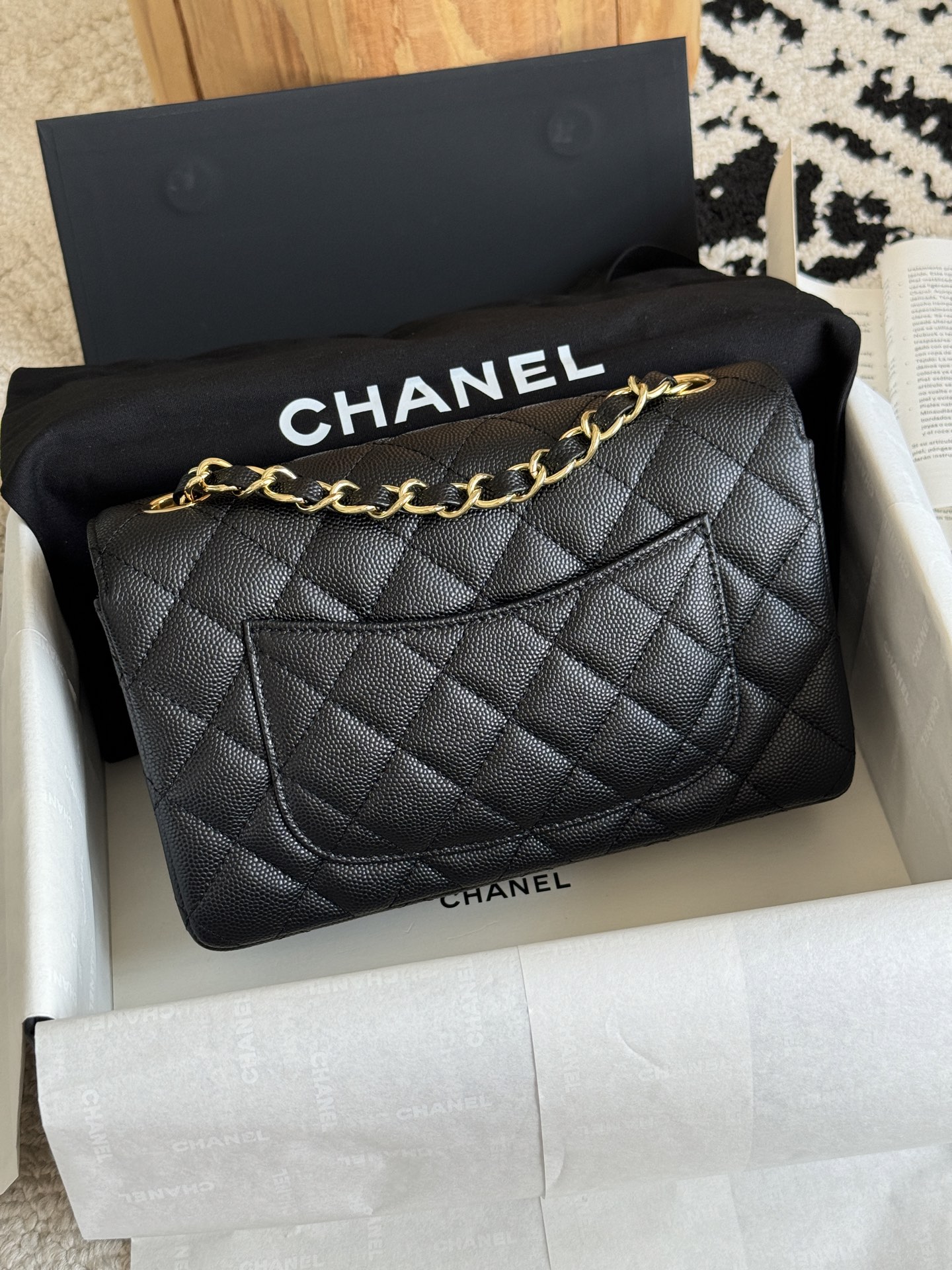 CHANEL CF20 Lychee grain black gold black silver
