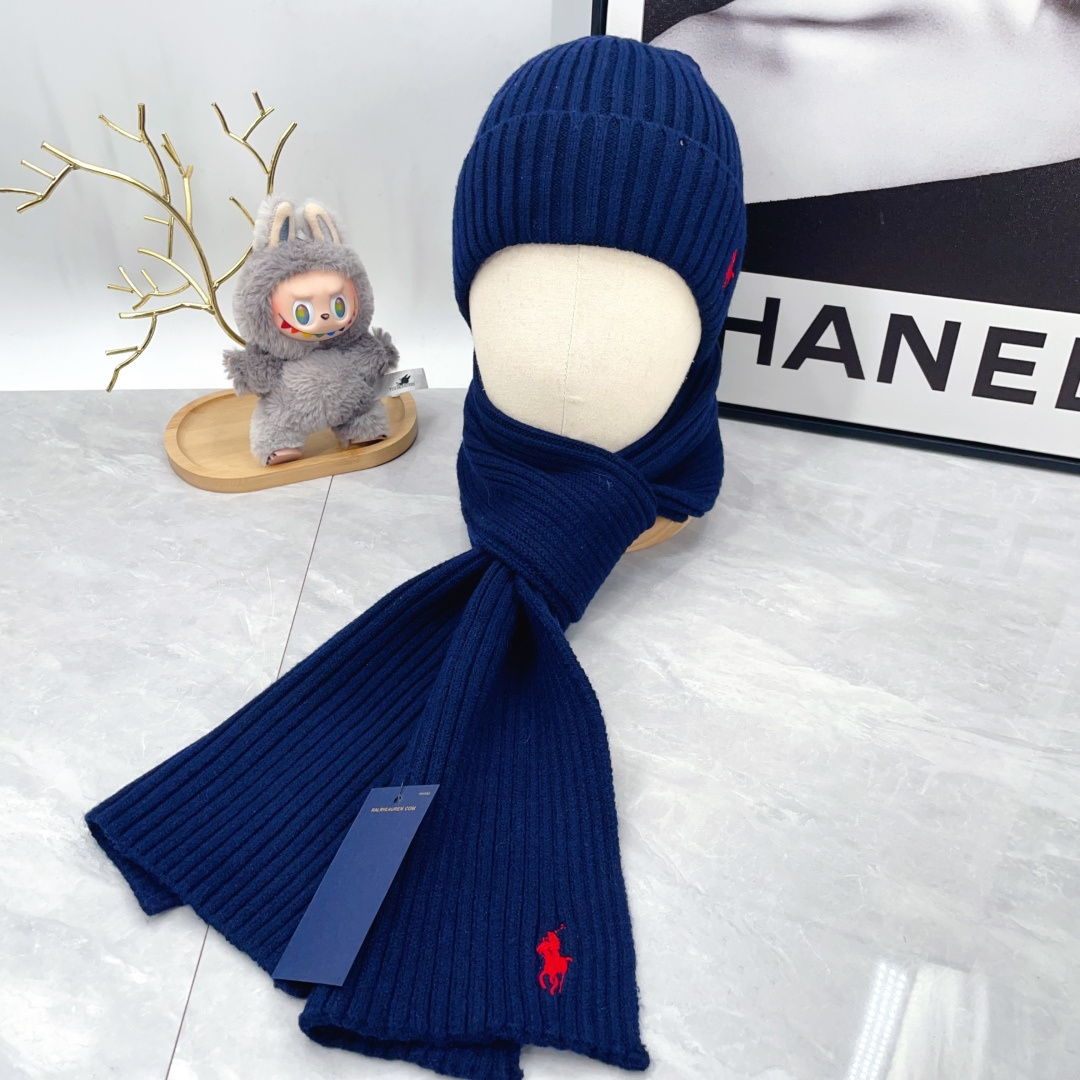 Polo Knit Hat and Scarf Set