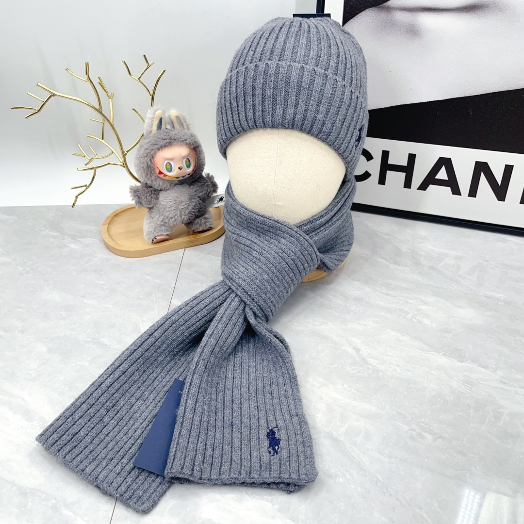 Polo Knit Hat and Scarf Set