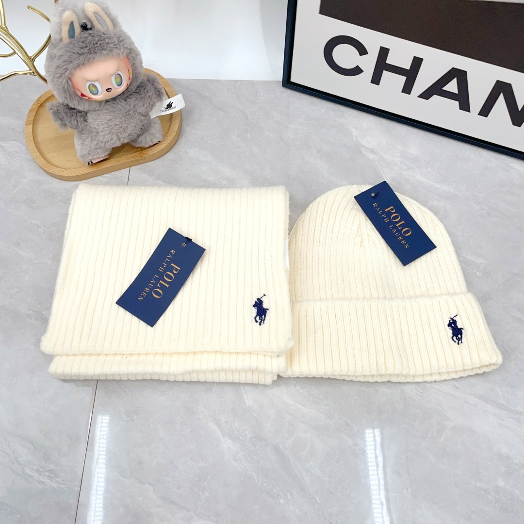 Polo Knit Hat and Scarf Set