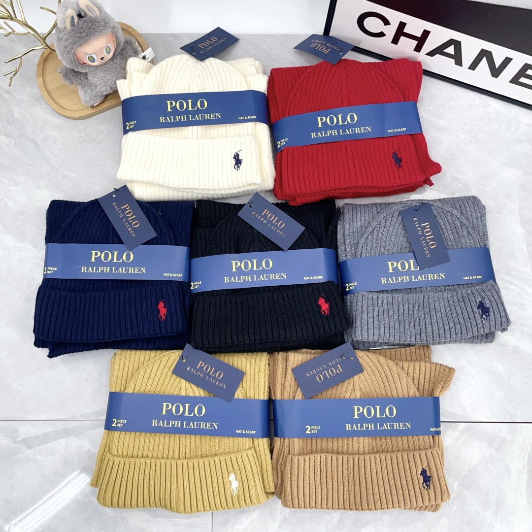 Polo Knit Hat and Scarf Set
