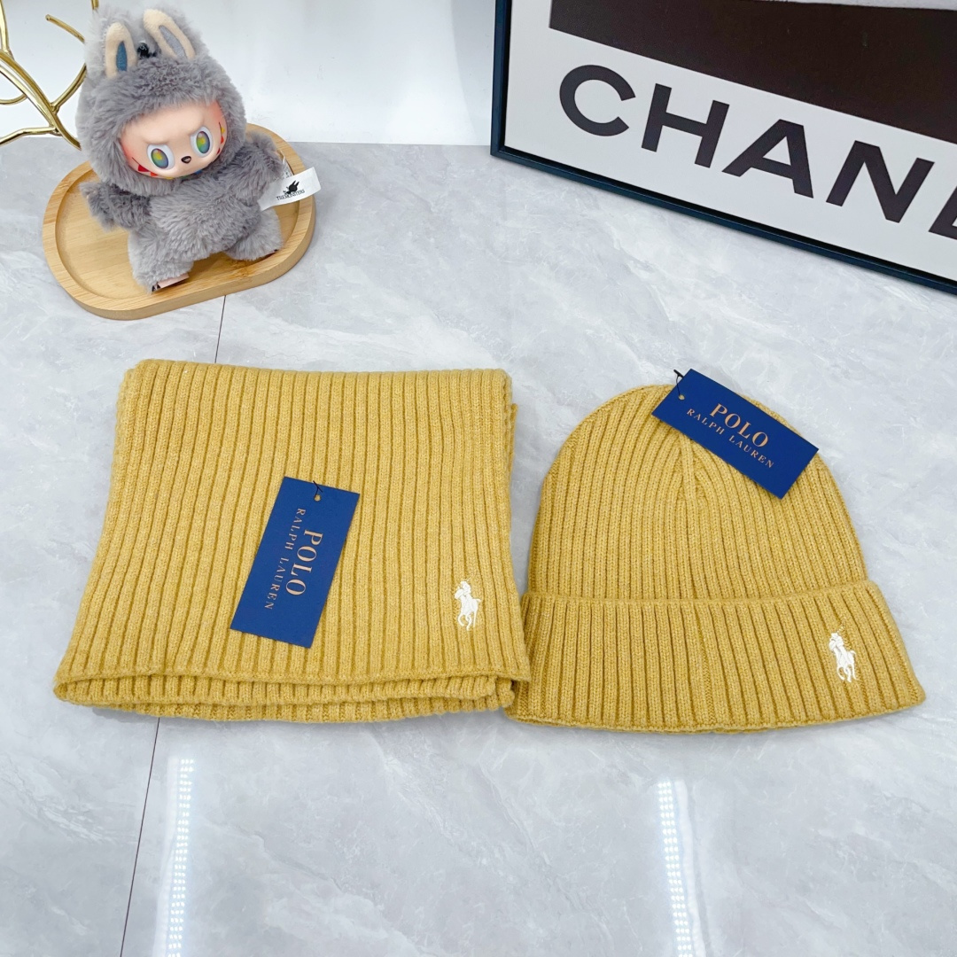 Polo Knit Hat and Scarf Set
