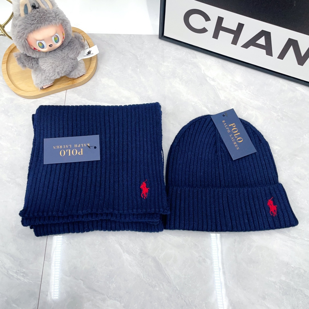 Polo Knit Hat and Scarf Set