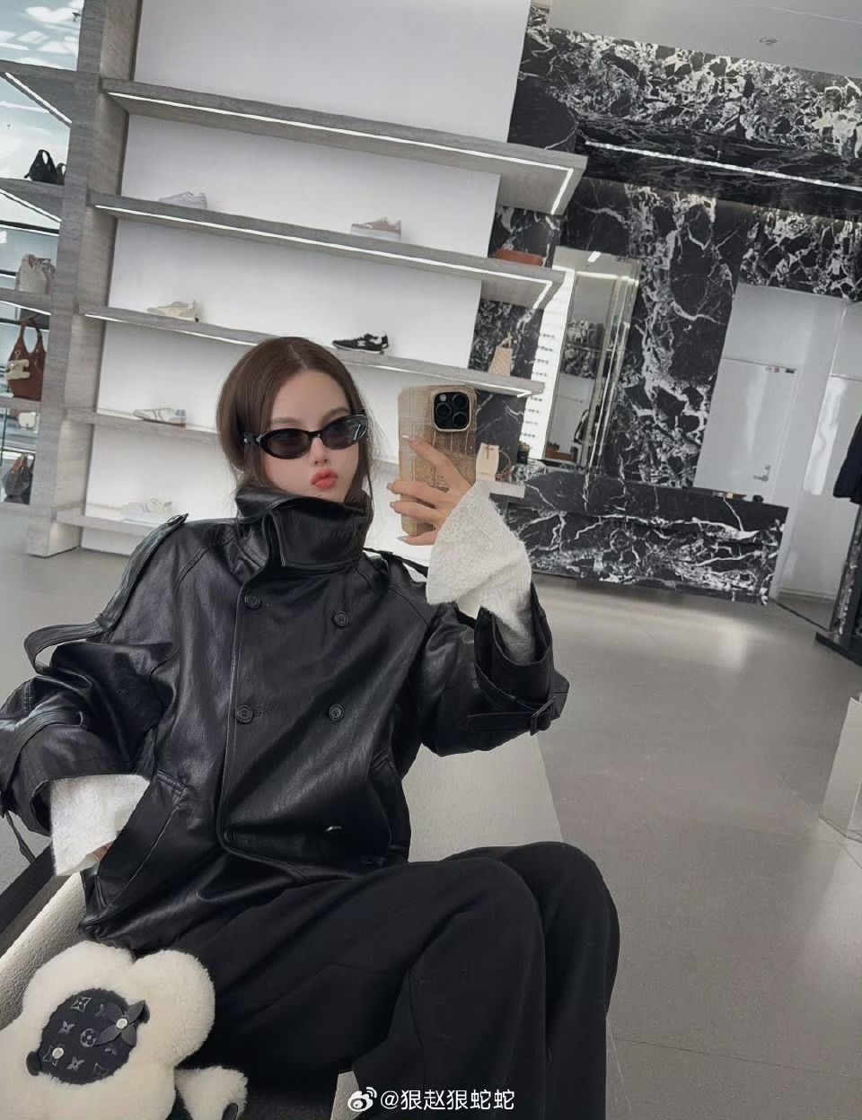 Acne  Fleece-Lined Leather Jacket