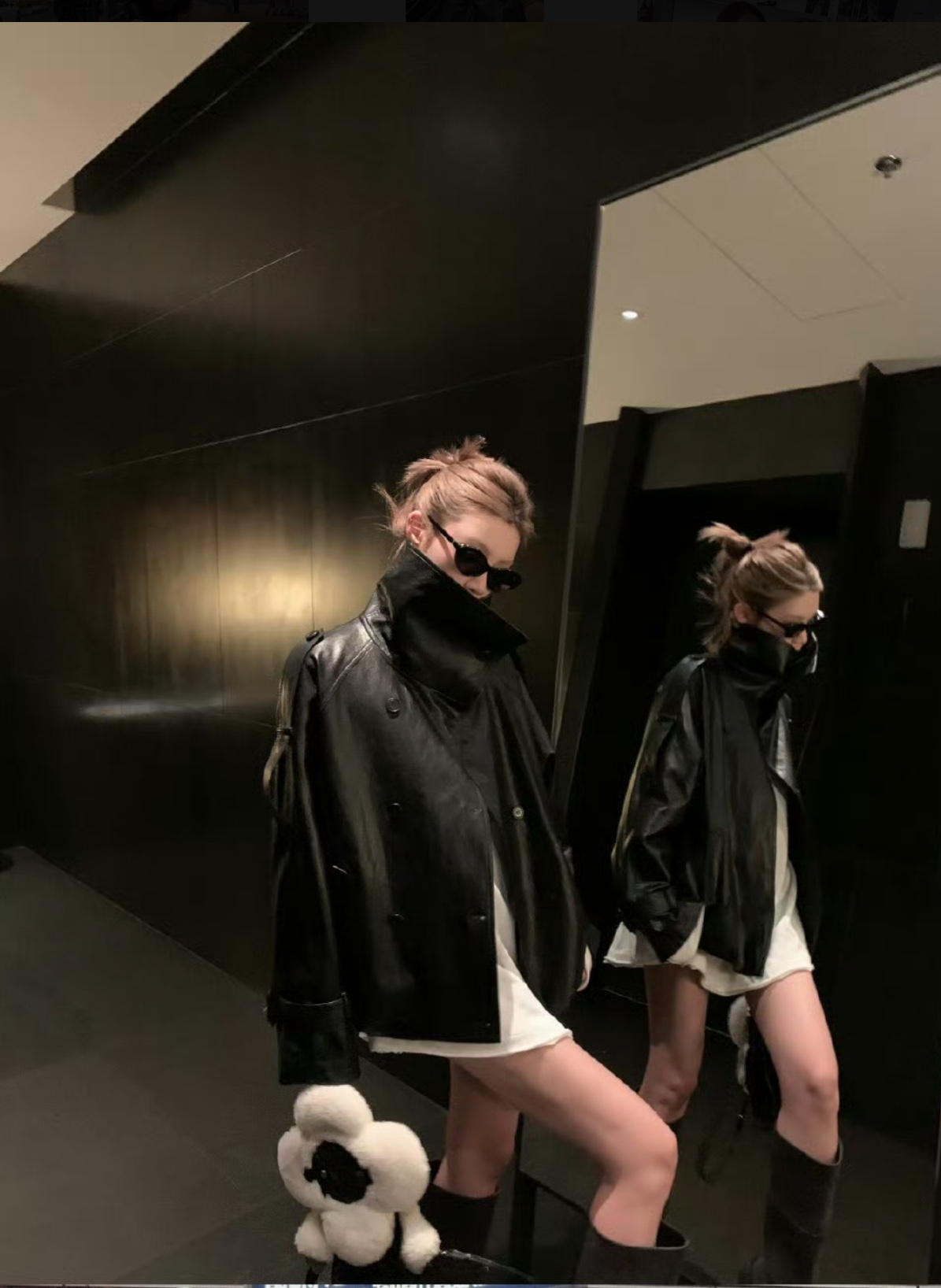 Acne  Fleece-Lined Leather Jacket