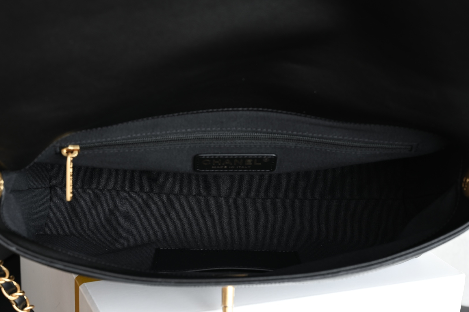 Channel 25A suede messenger bag