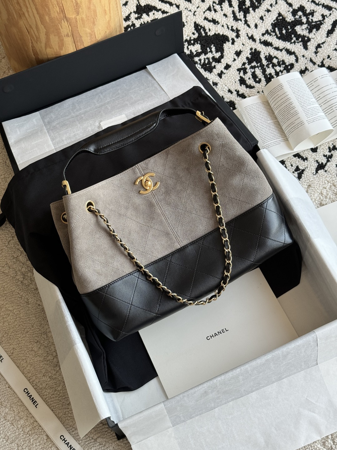 Chanel 25A suede shopping bag