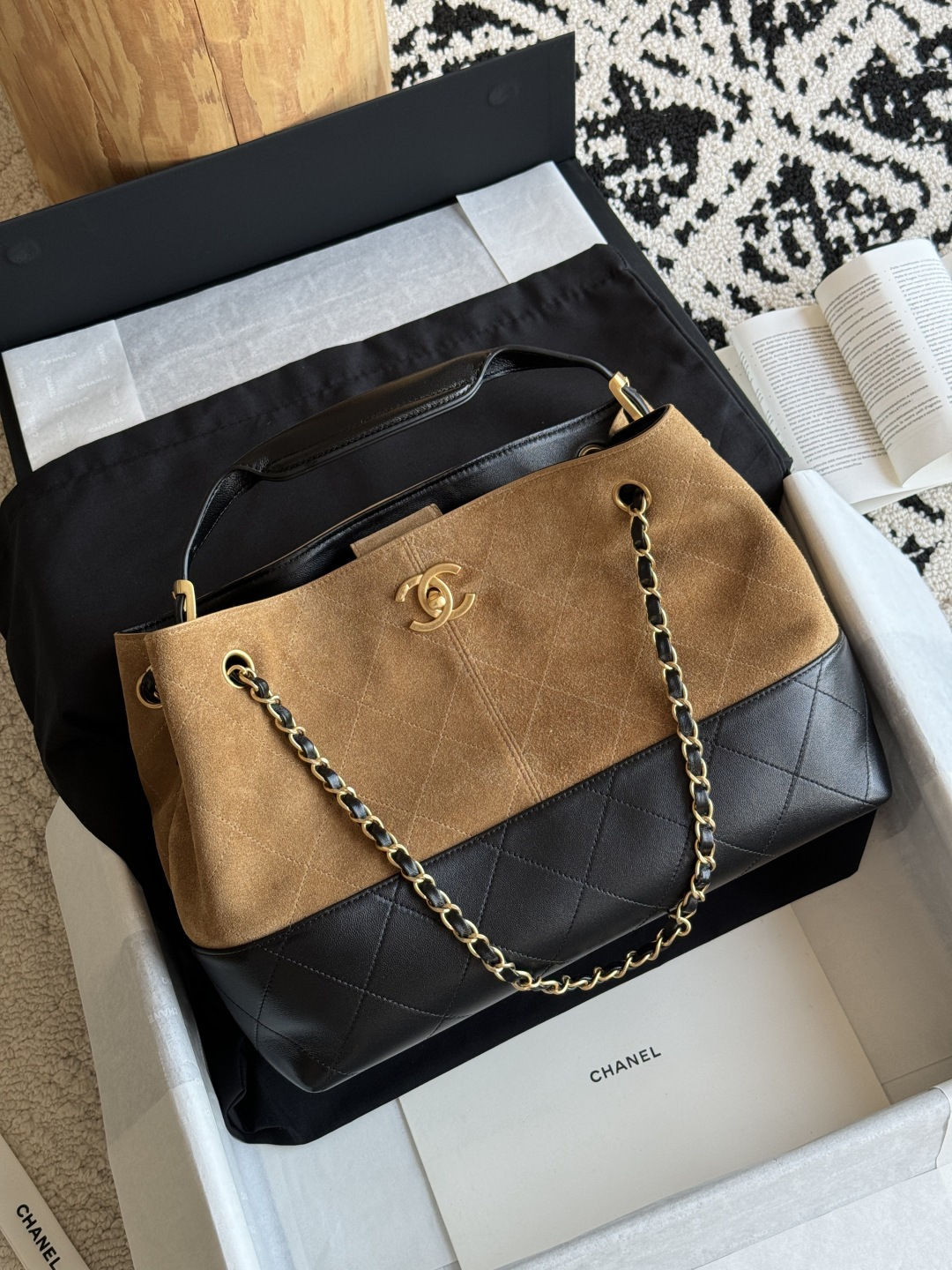 Chanel 25A suede shopping bag