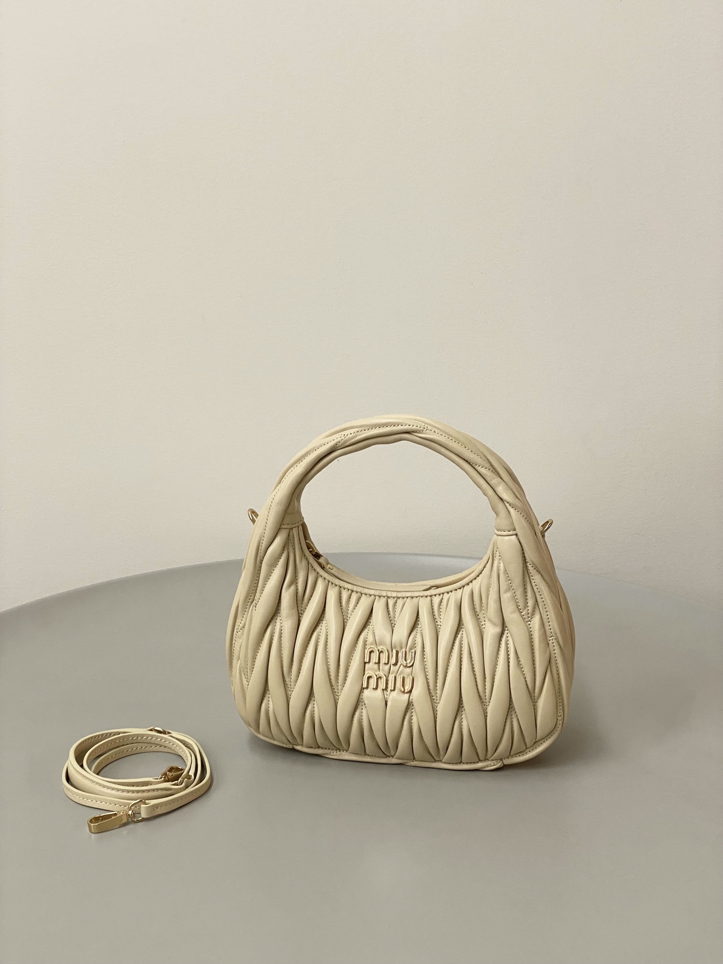 Miumiu Wander Hobo Wrinkled Underarm bag