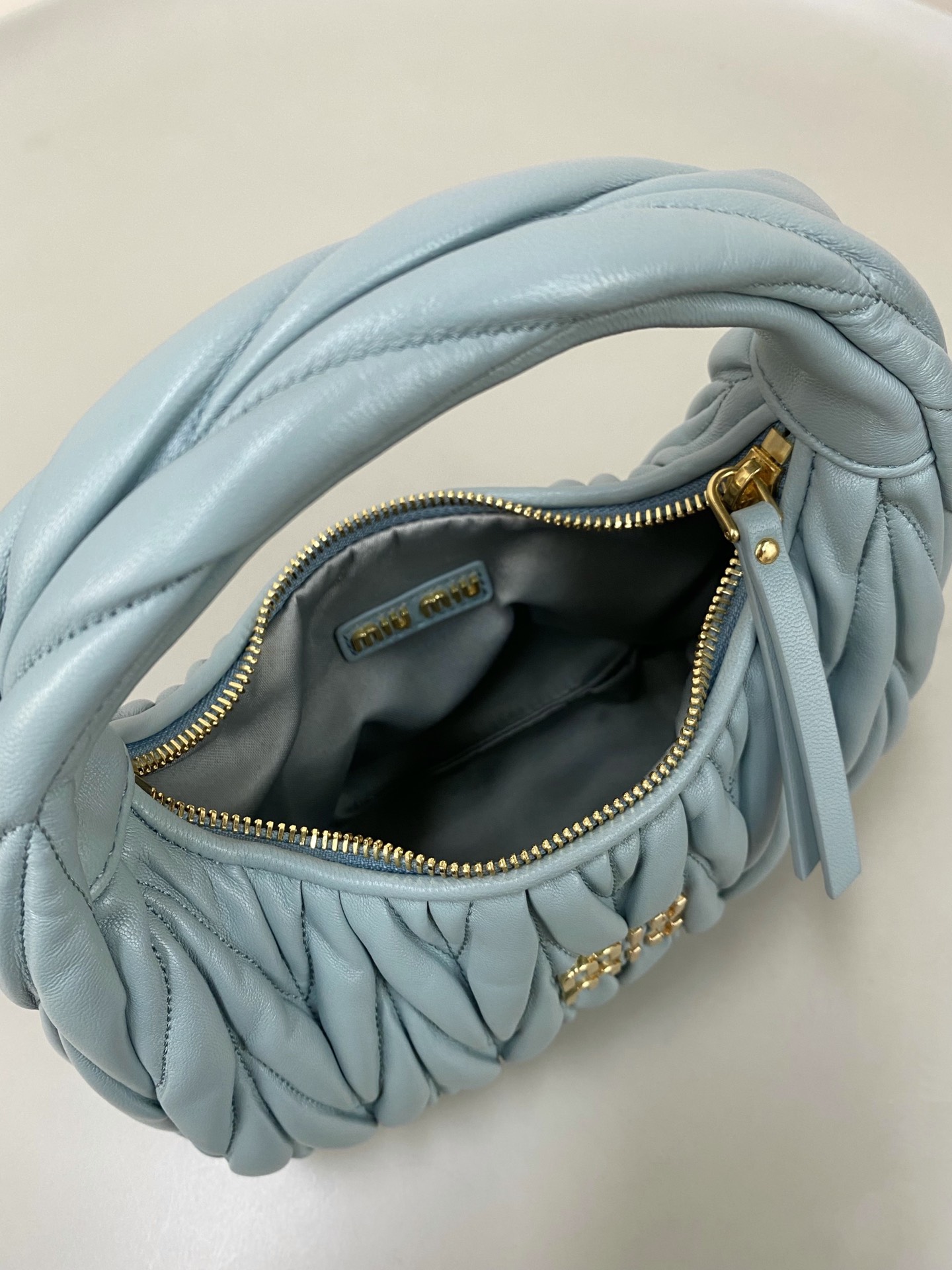 Miumiu Wander Hobo Wrinkled Underarm bag