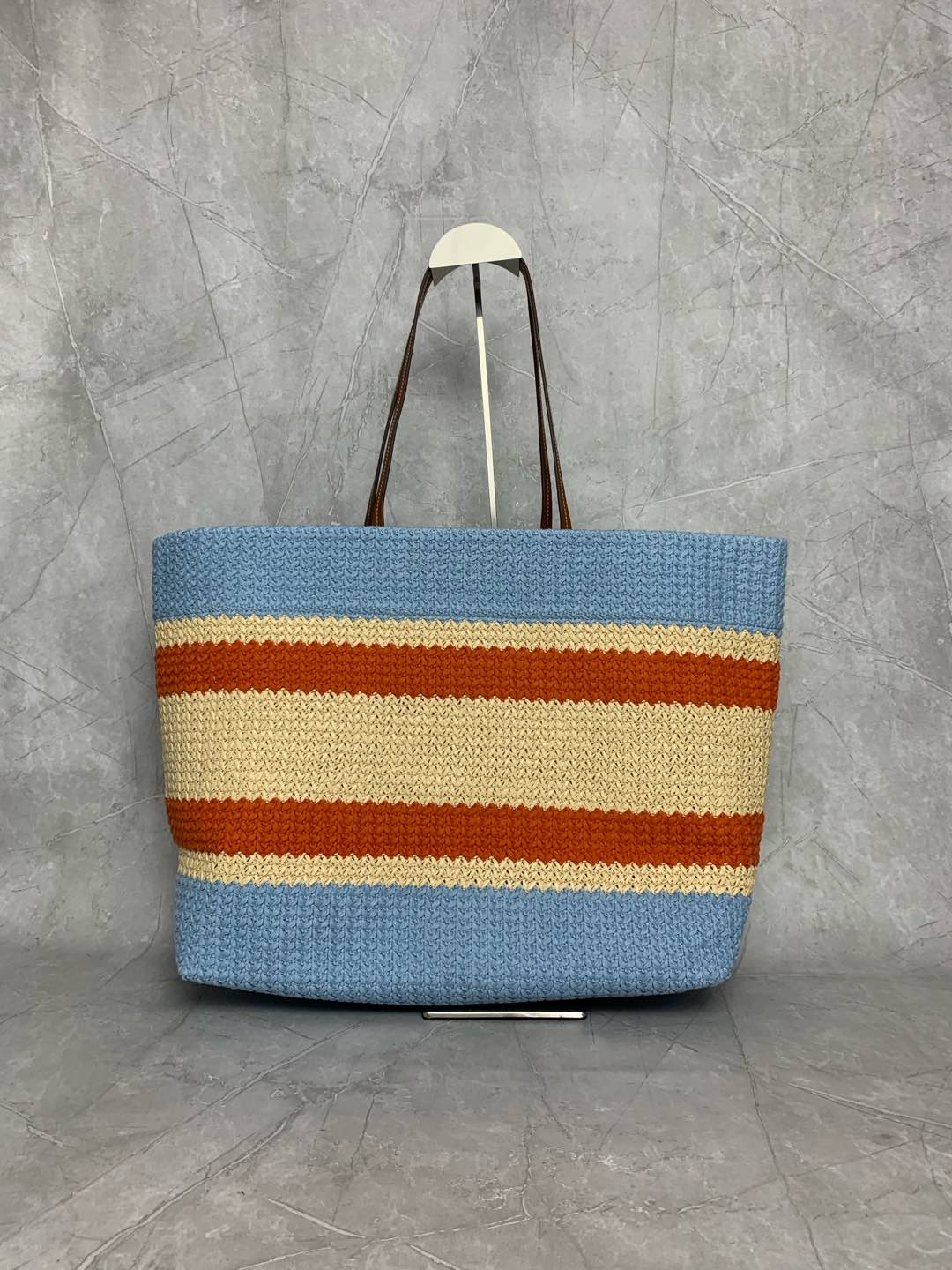 Miumiu raffia straw woven with cotton thread tote bag
