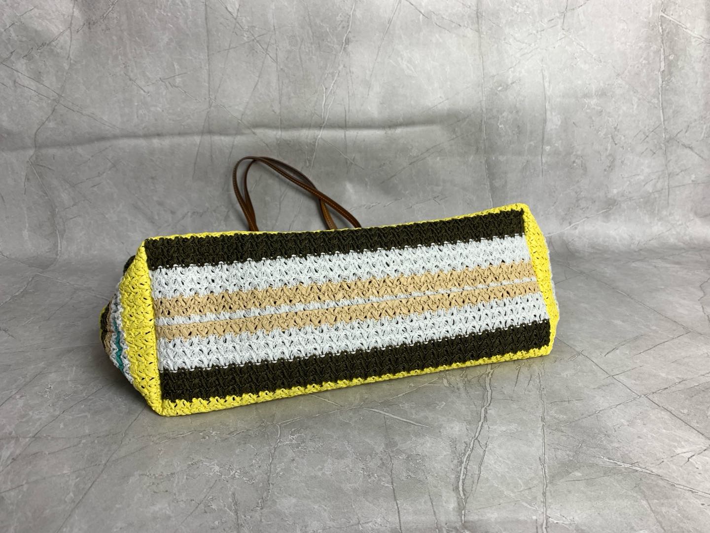 Miumiu raffia straw woven with cotton thread tote bag