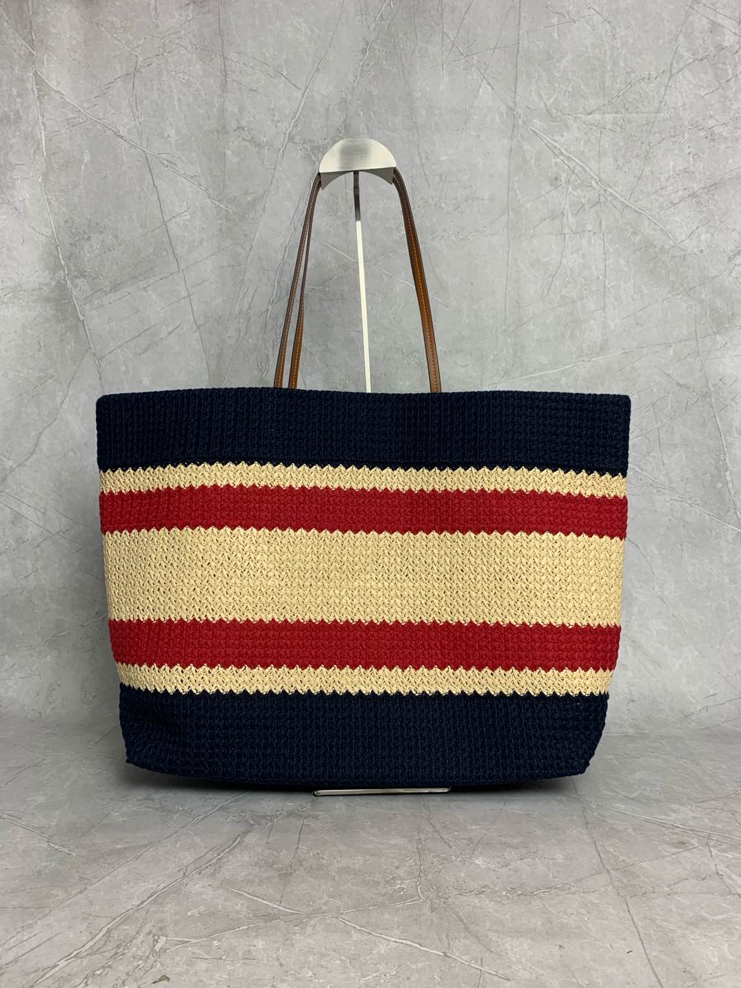Miumiu raffia straw woven with cotton thread tote bag