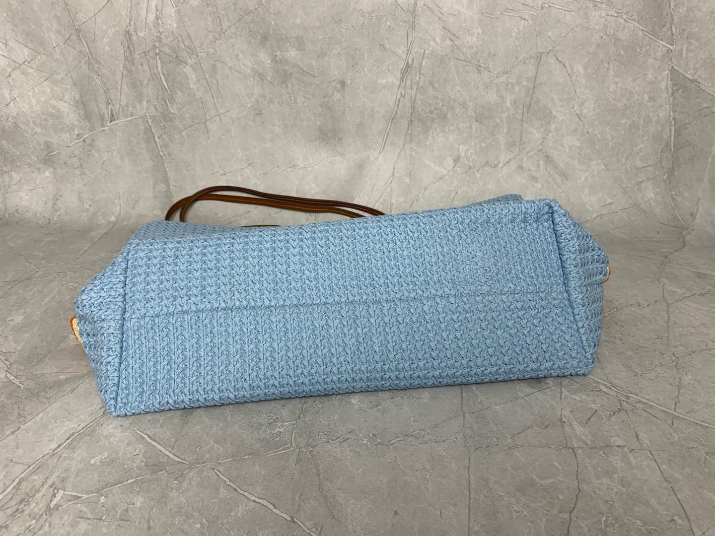 Miumiu raffia straw woven with cotton thread tote bag