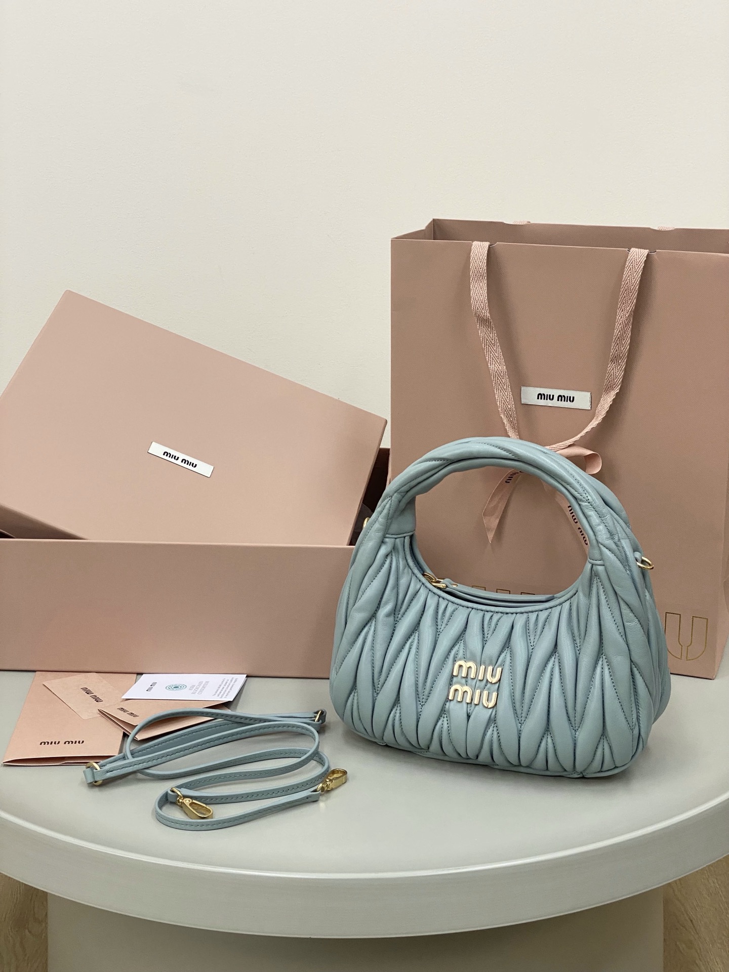 Miumiu Wander Hobo Wrinkled Underarm bag