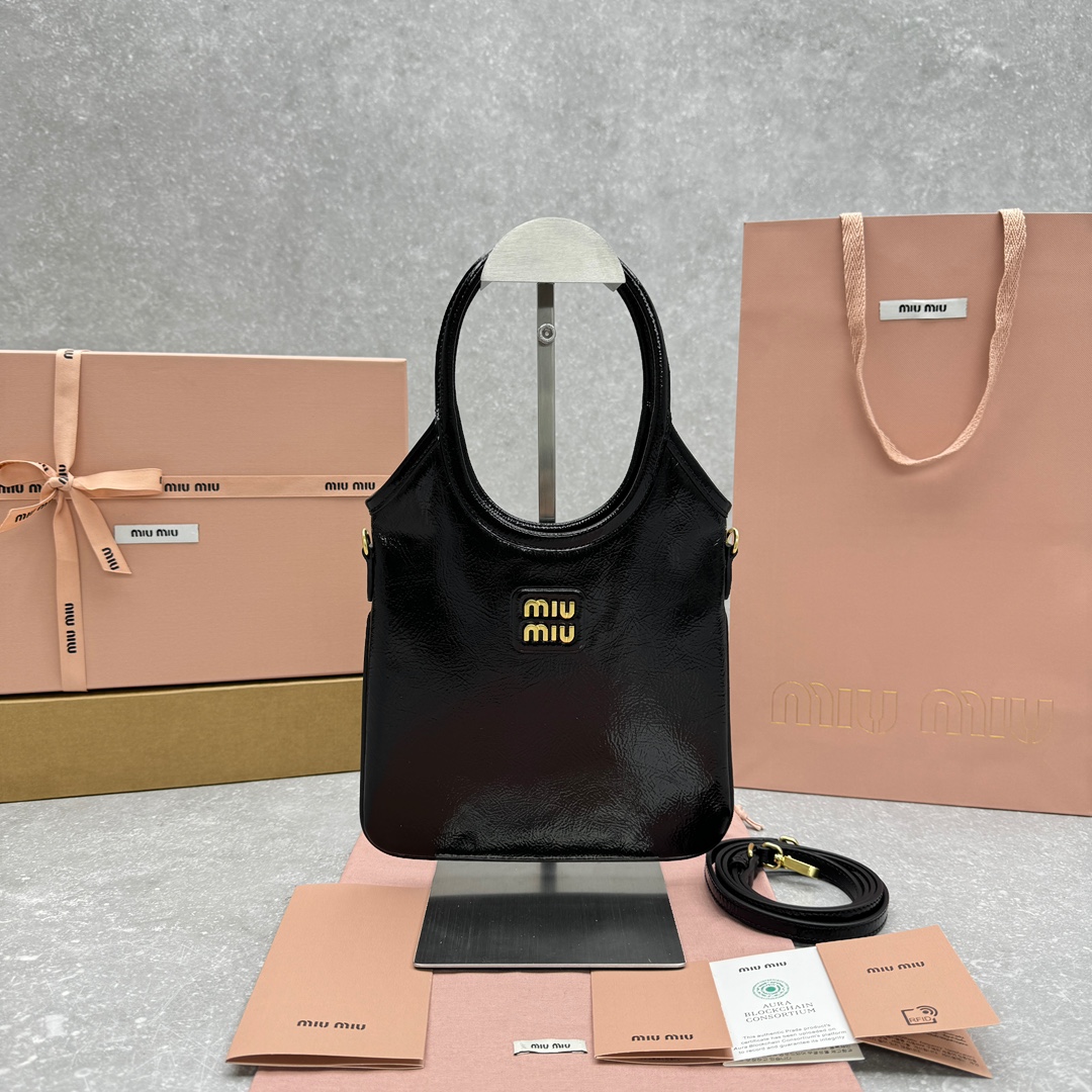 MIUMIU Patent leather embossed mini tote