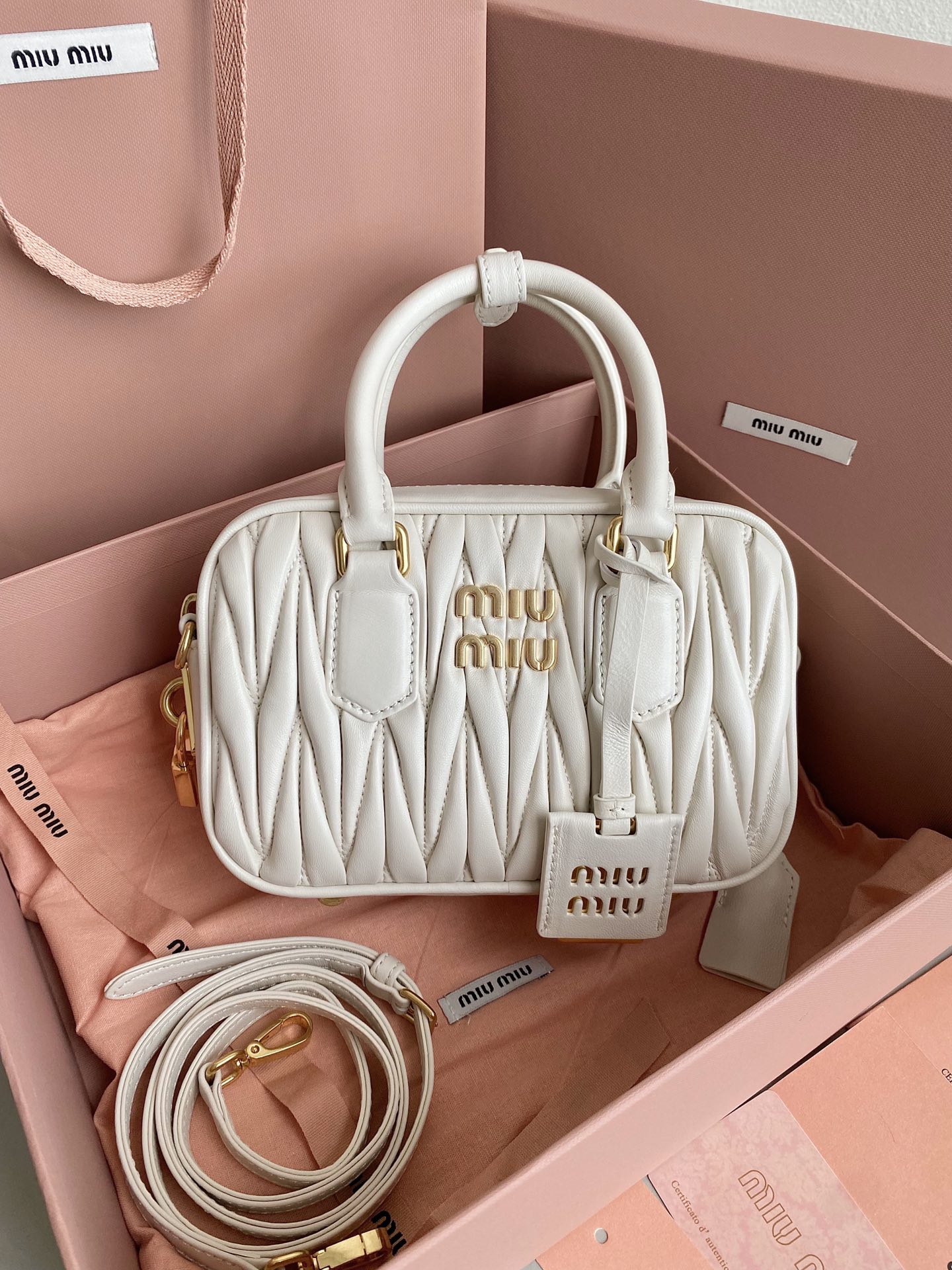 Miu Miu Pleated Bowling Mini square bag