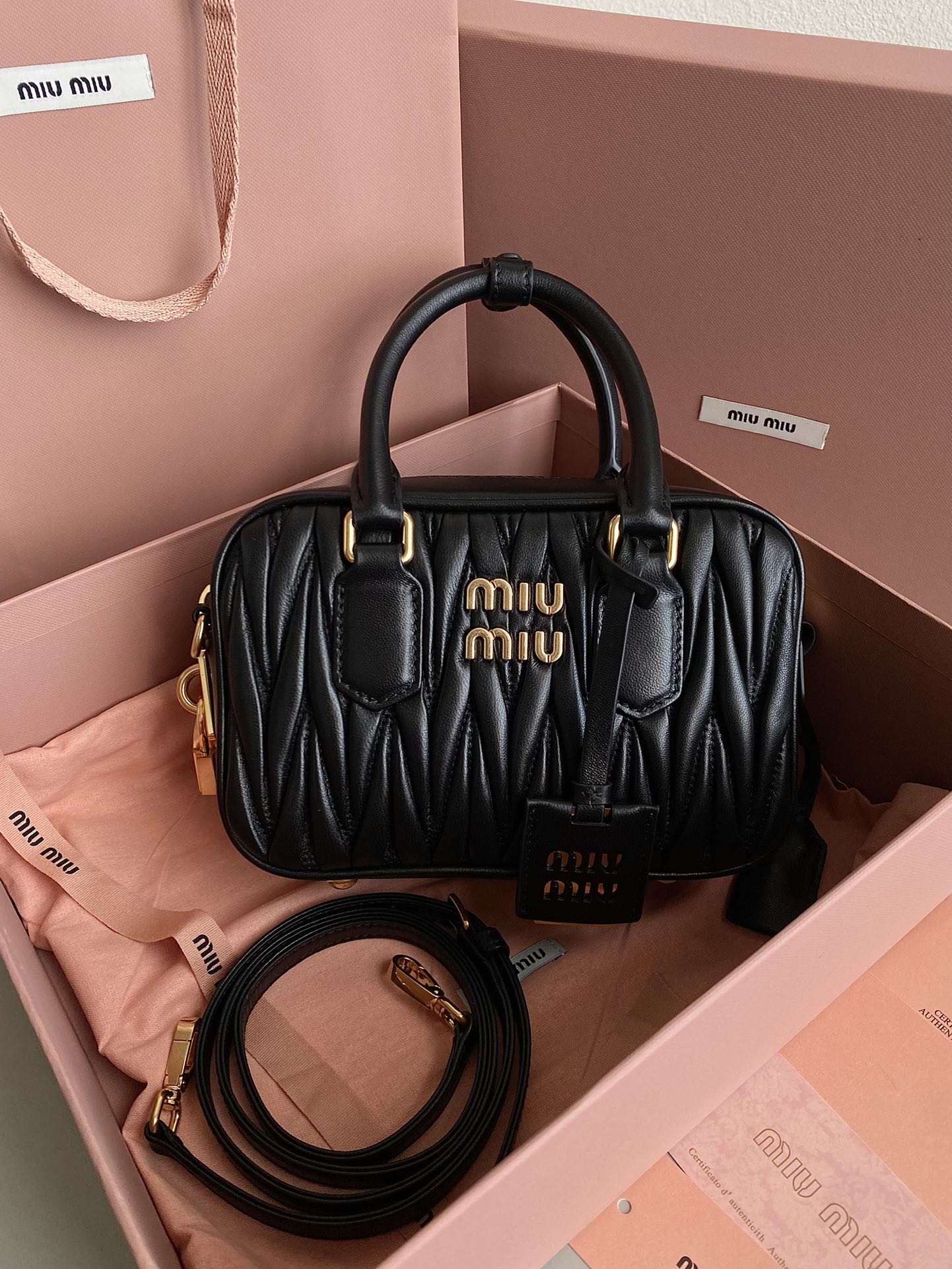 Miu Miu Pleated Bowling Mini square bag