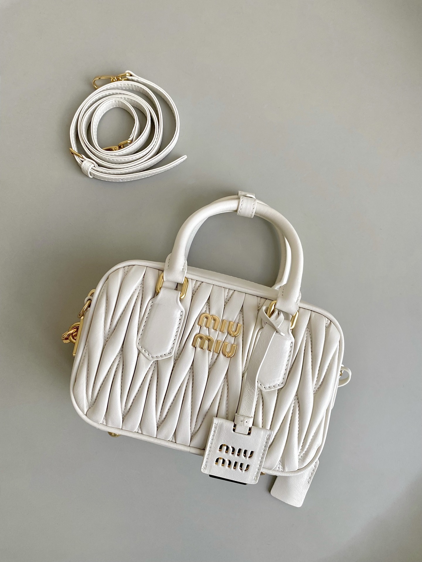 Miu Miu Pleated Bowling Mini square bag