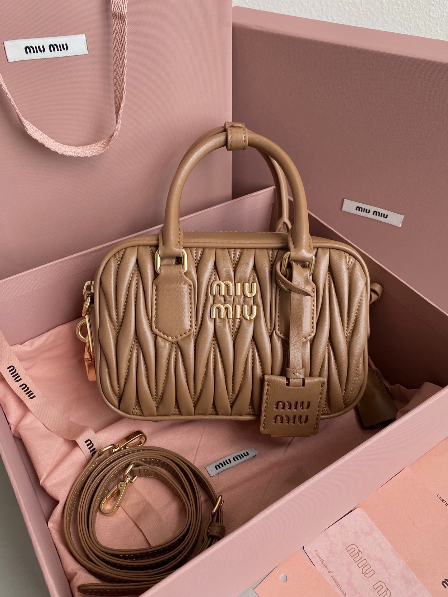 Miu Miu Pleated Bowling Mini square bag