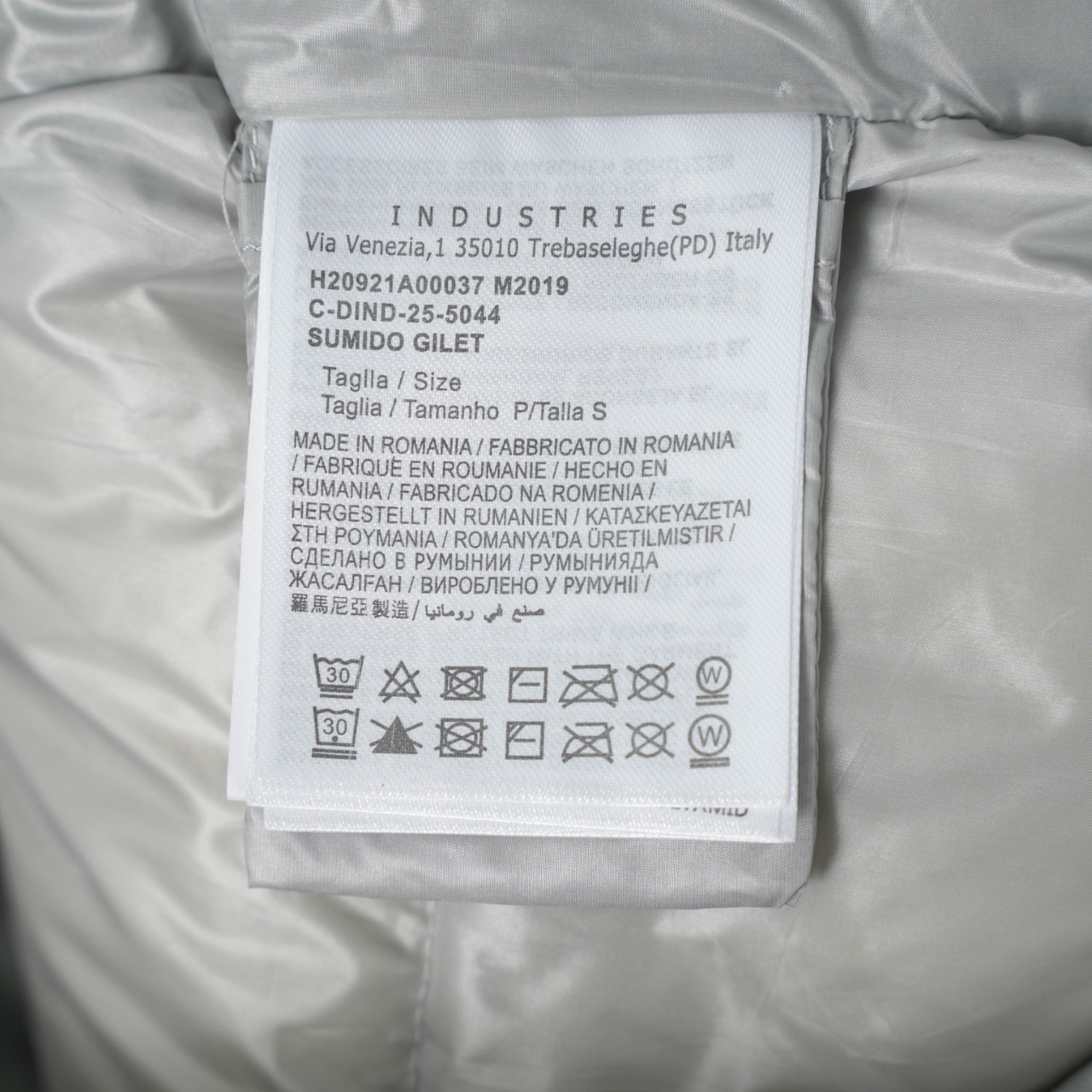 Moncler stand-collar down jacket with a large chest logo