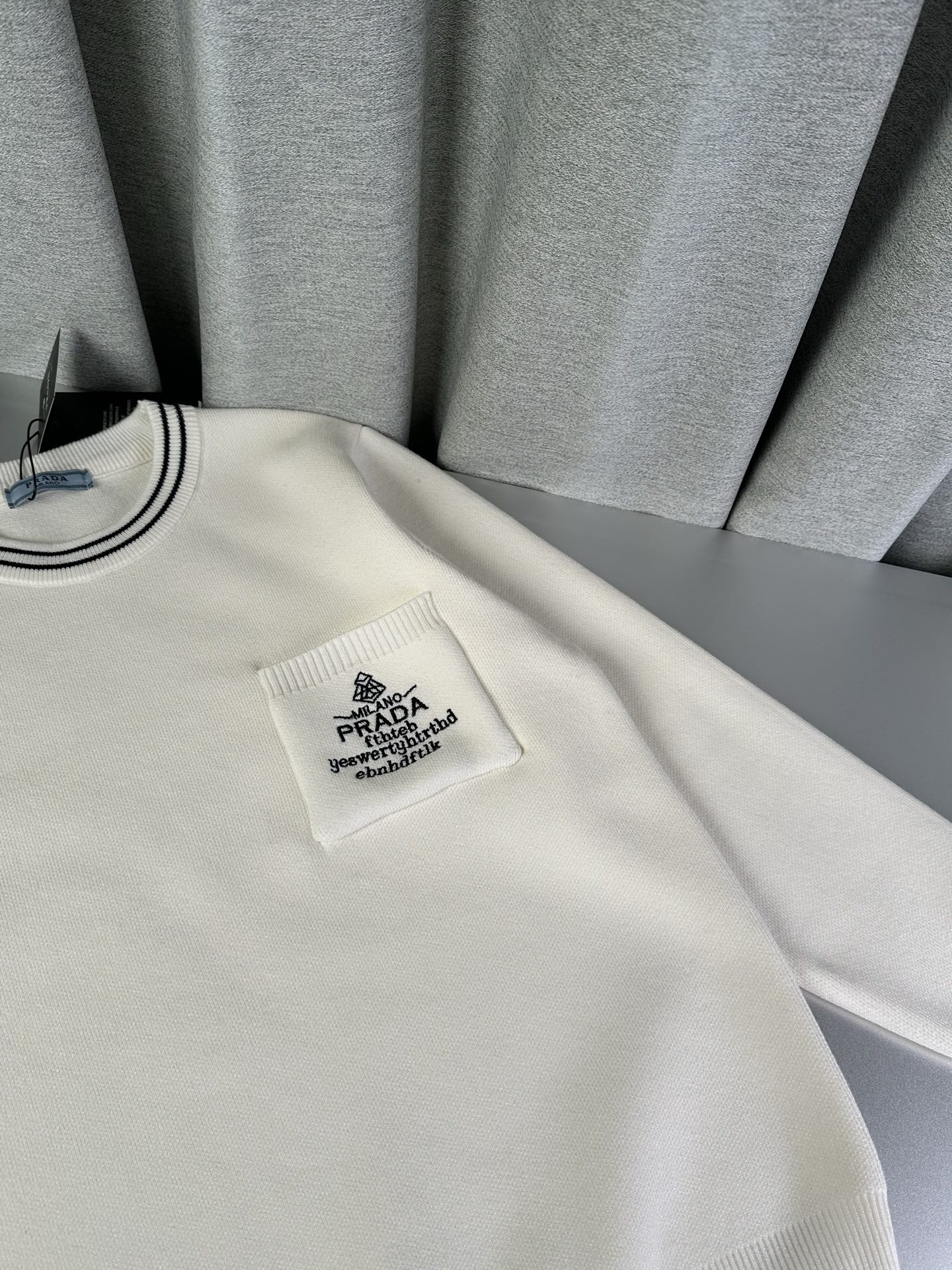 Prada Couple Sweater with Embroidered Pocket