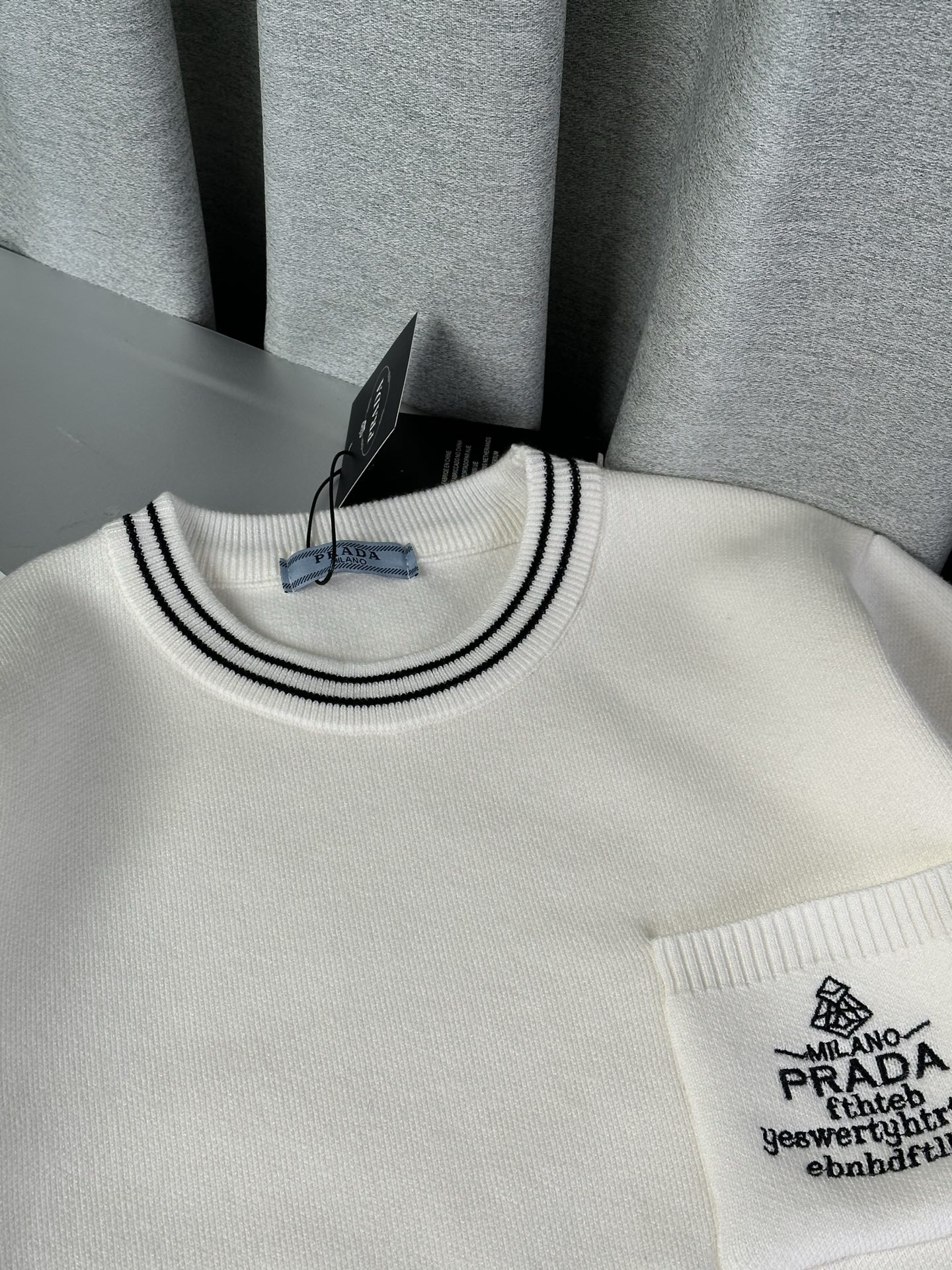 Prada Couple Sweater with Embroidered Pocket