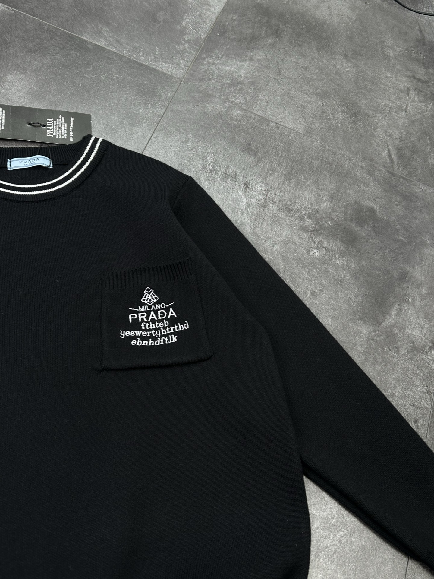 Prada Couple Sweater with Embroidered Pocket